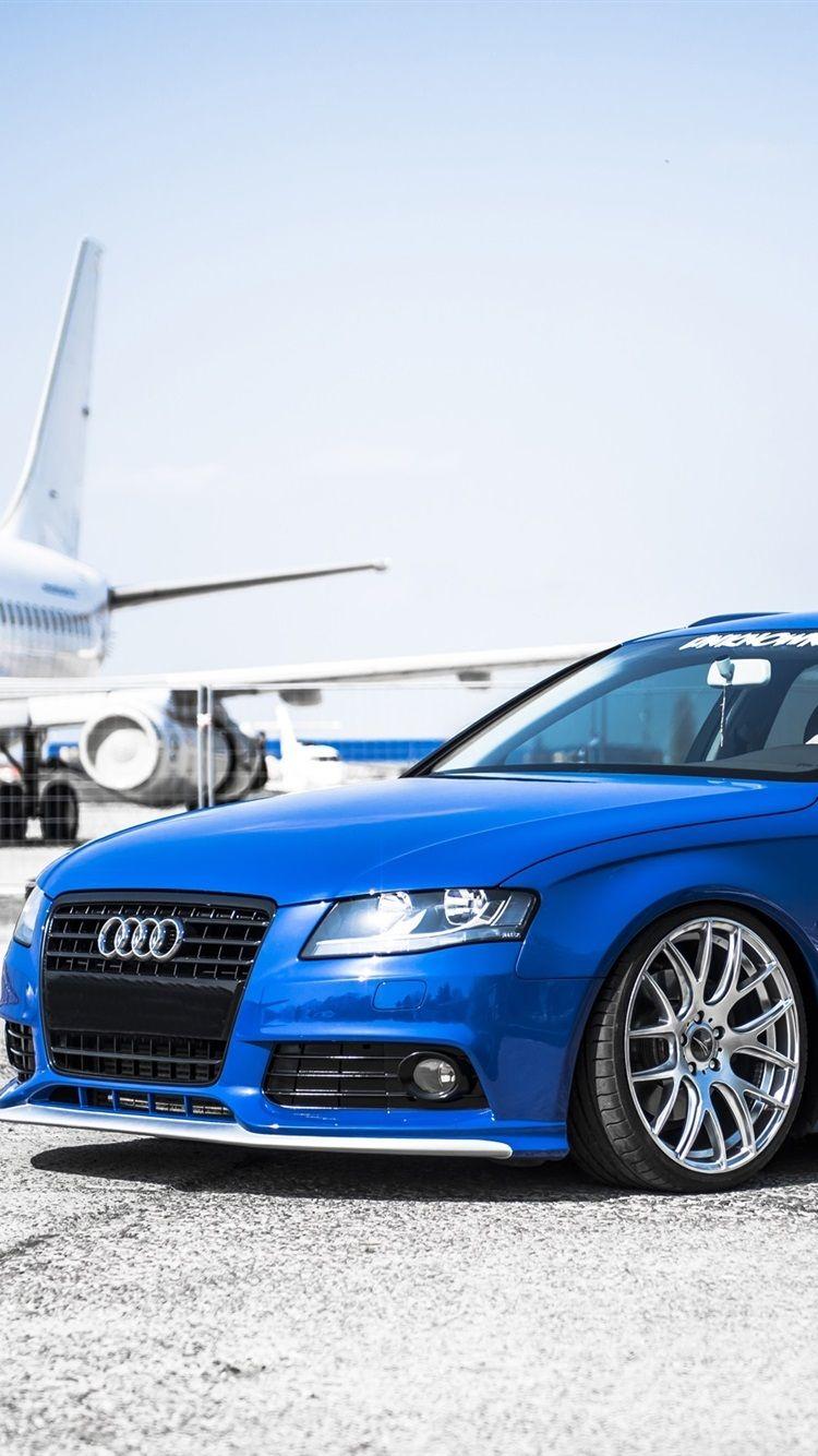 750x1334 Audi A4 Blue Car, Airport, Aircraft 750x1334 IPhone 8 7 6 6S