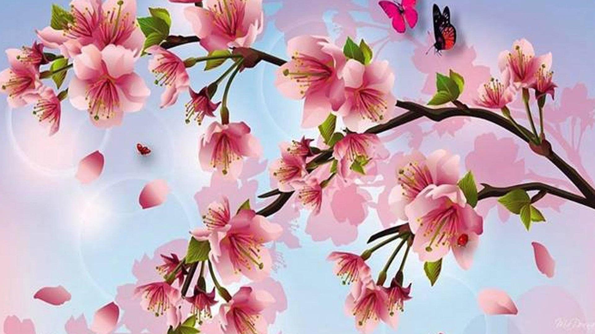 1920x1080 Cherry blossoms painting wallpaper cherry blossom :