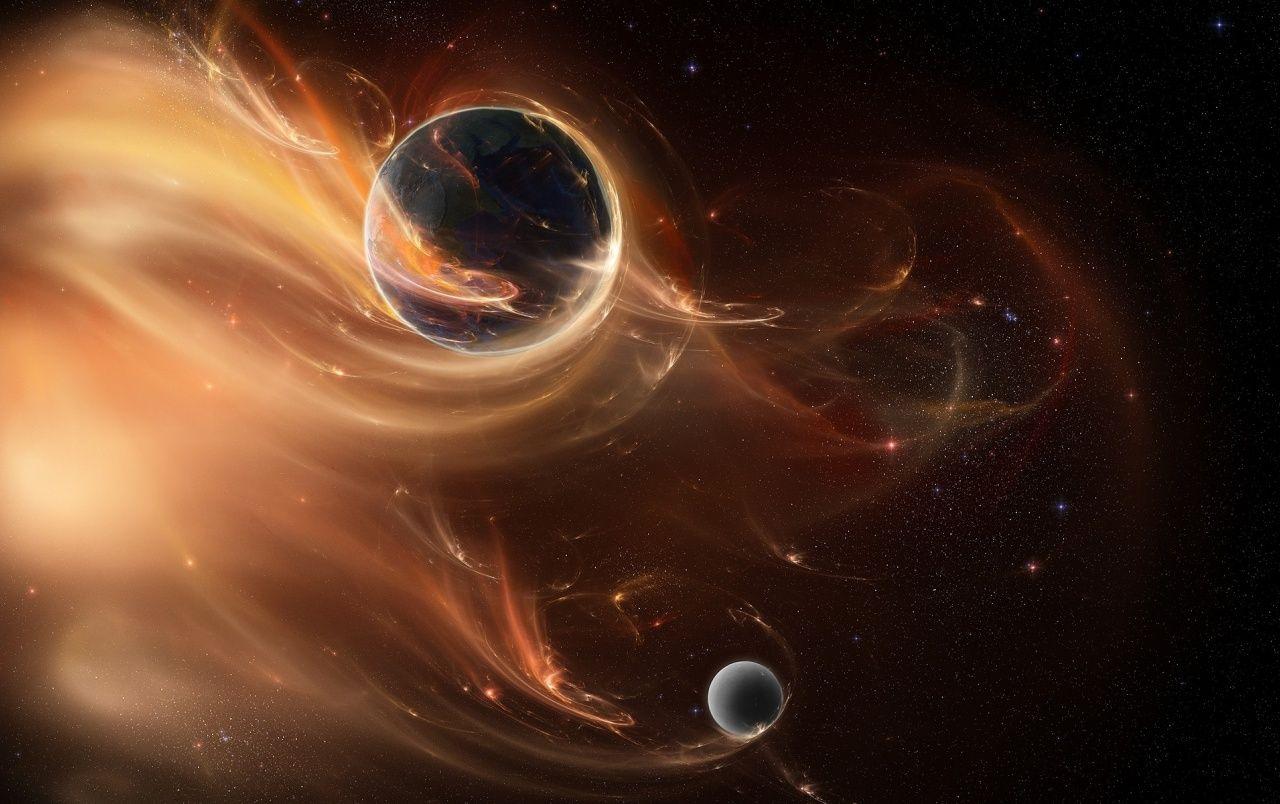 1280x804 Planets & Orange Nebula Space wallpaper. Planets & Orange Nebula