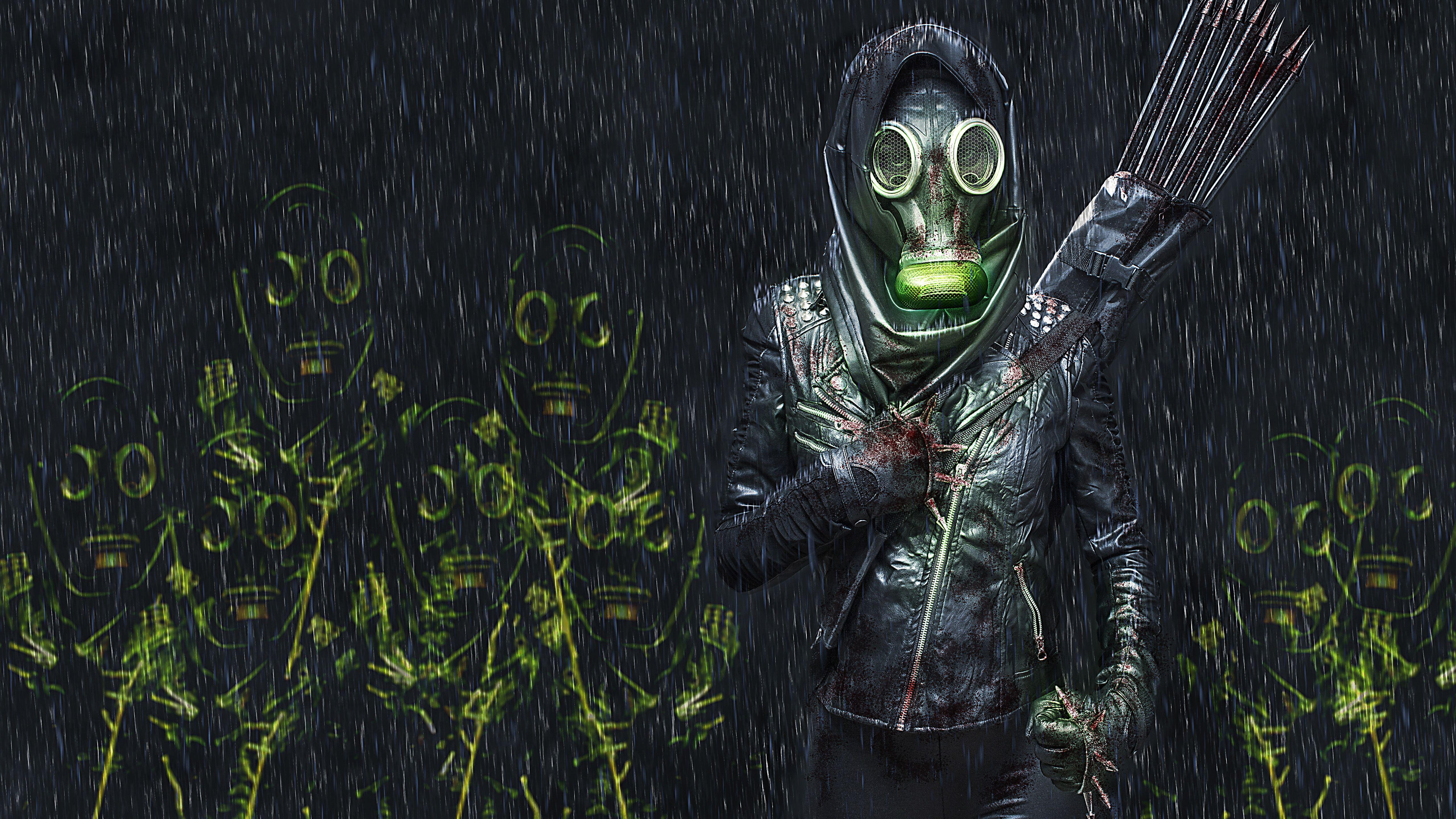5120x2880 Toxic Gas Mask 5K Wallpaper