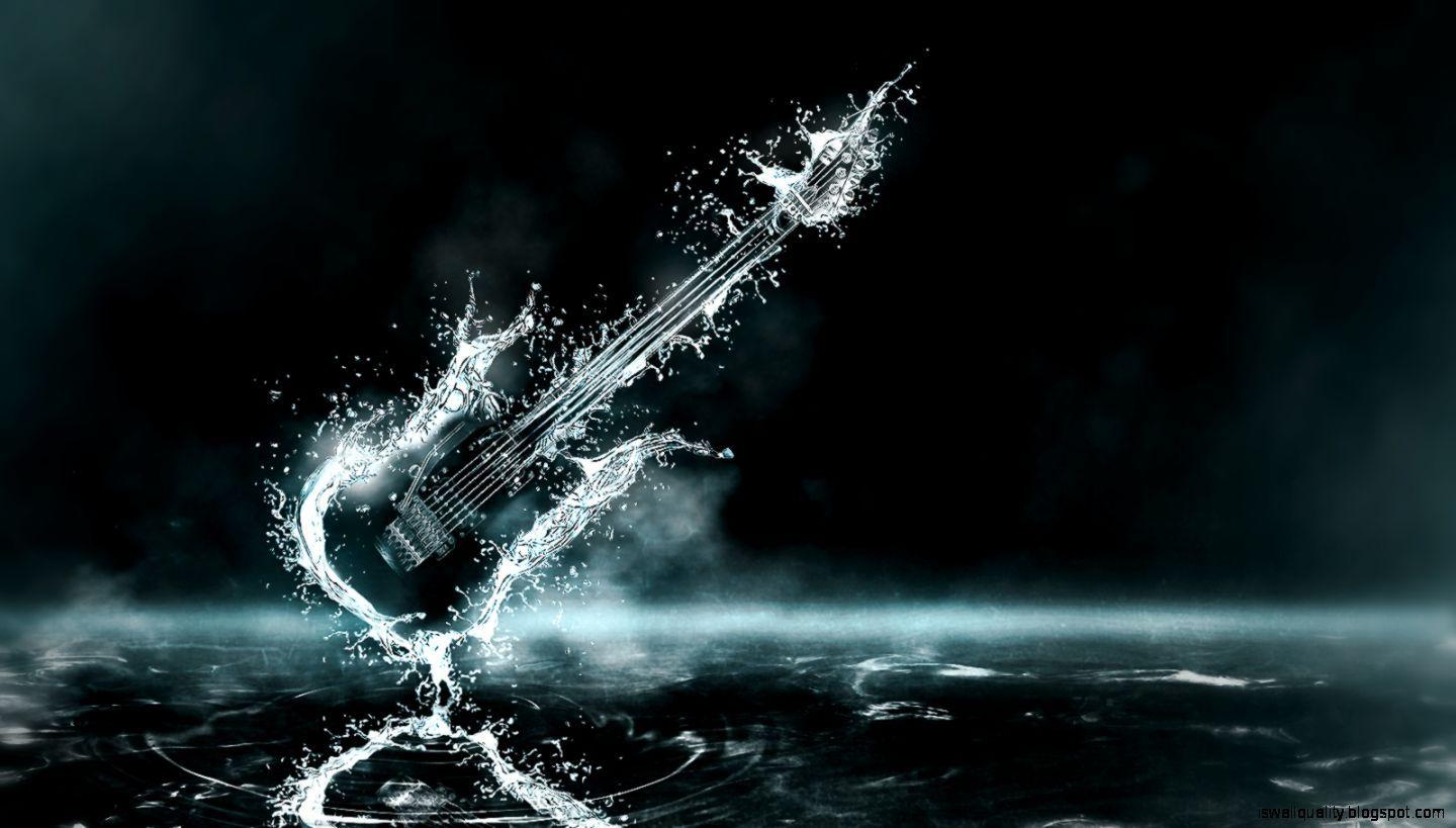 1440x819 Exploding Water Guitar Wallpaper