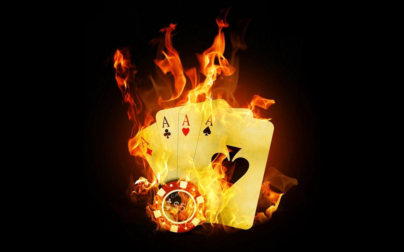 1600x1000 Free download Dark Black Fire Playing Cards Ace HD Wallpaper