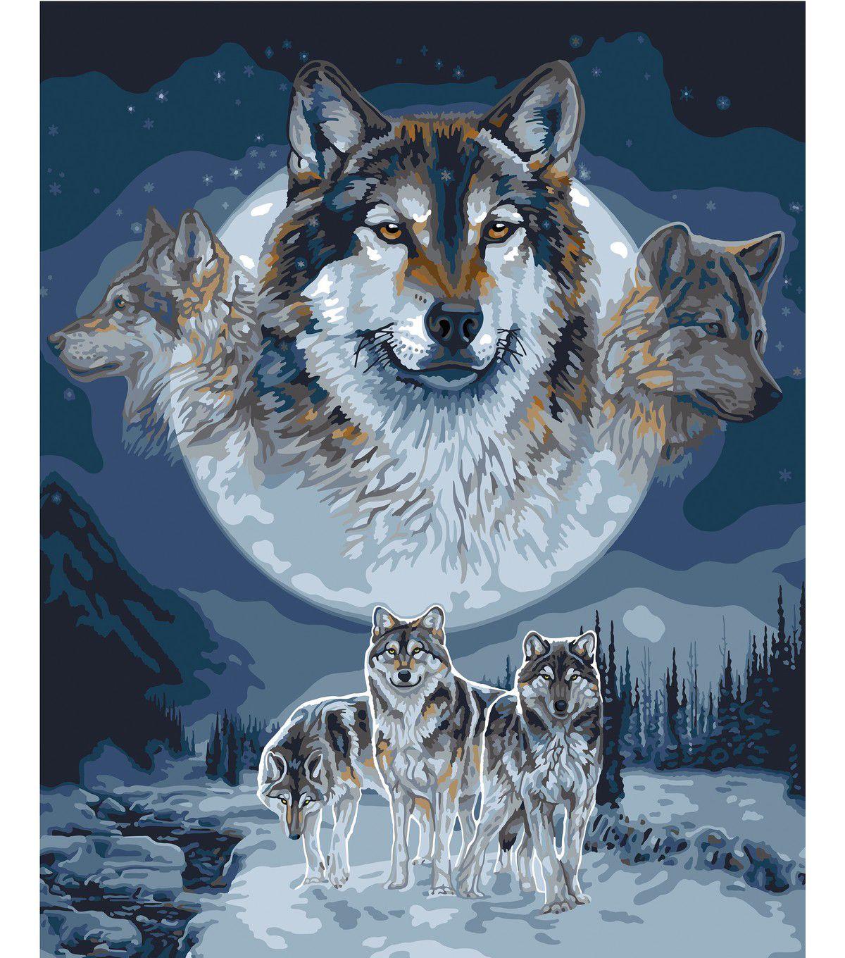1200x1360 Plaid Creates Classic 16''x20'' Paint by Number Kit Wolf