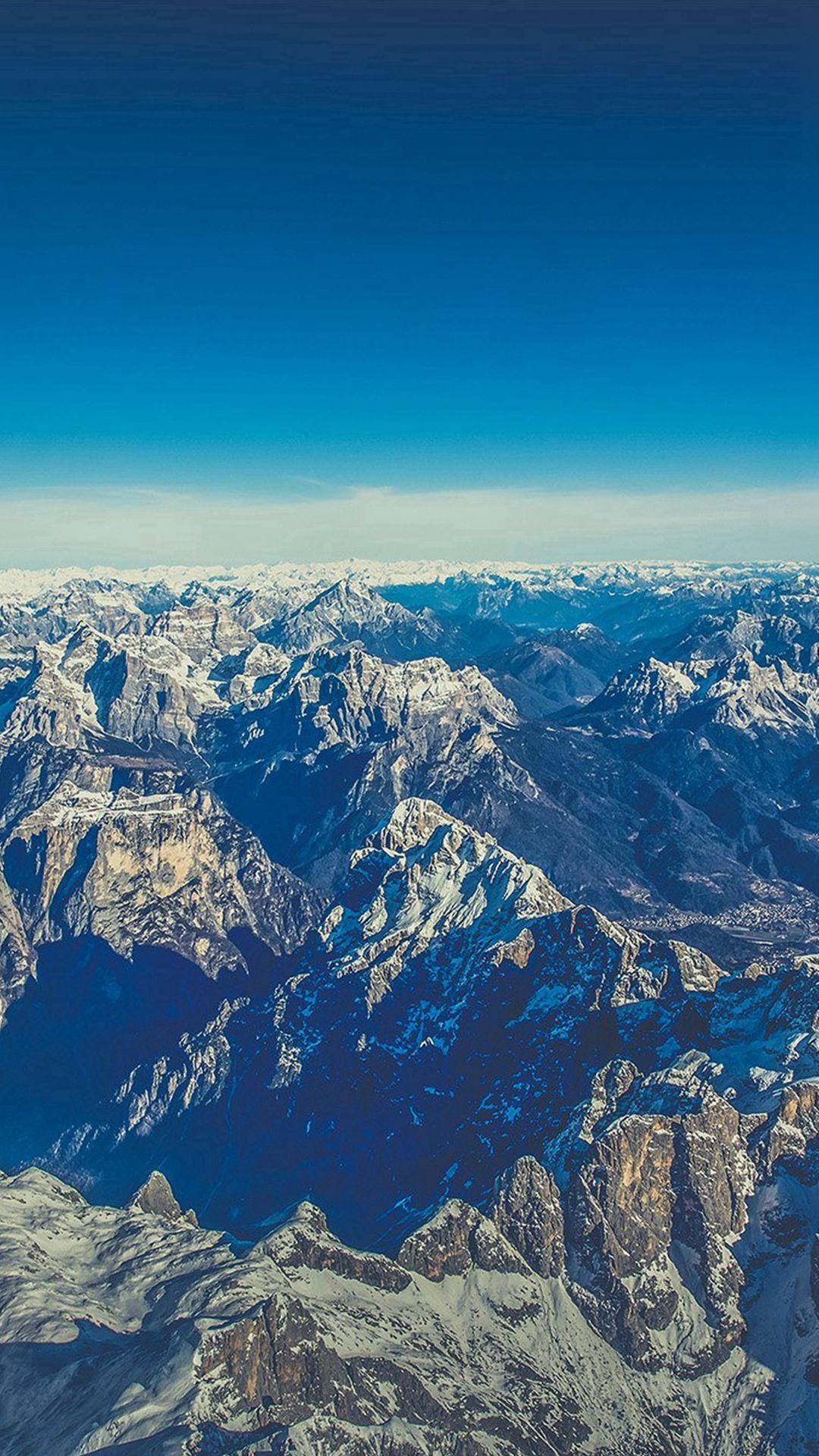 1080x1920 Winter Mountain Cold Sky Blue Nature Rock iPhone 8 Wallpaper Free
