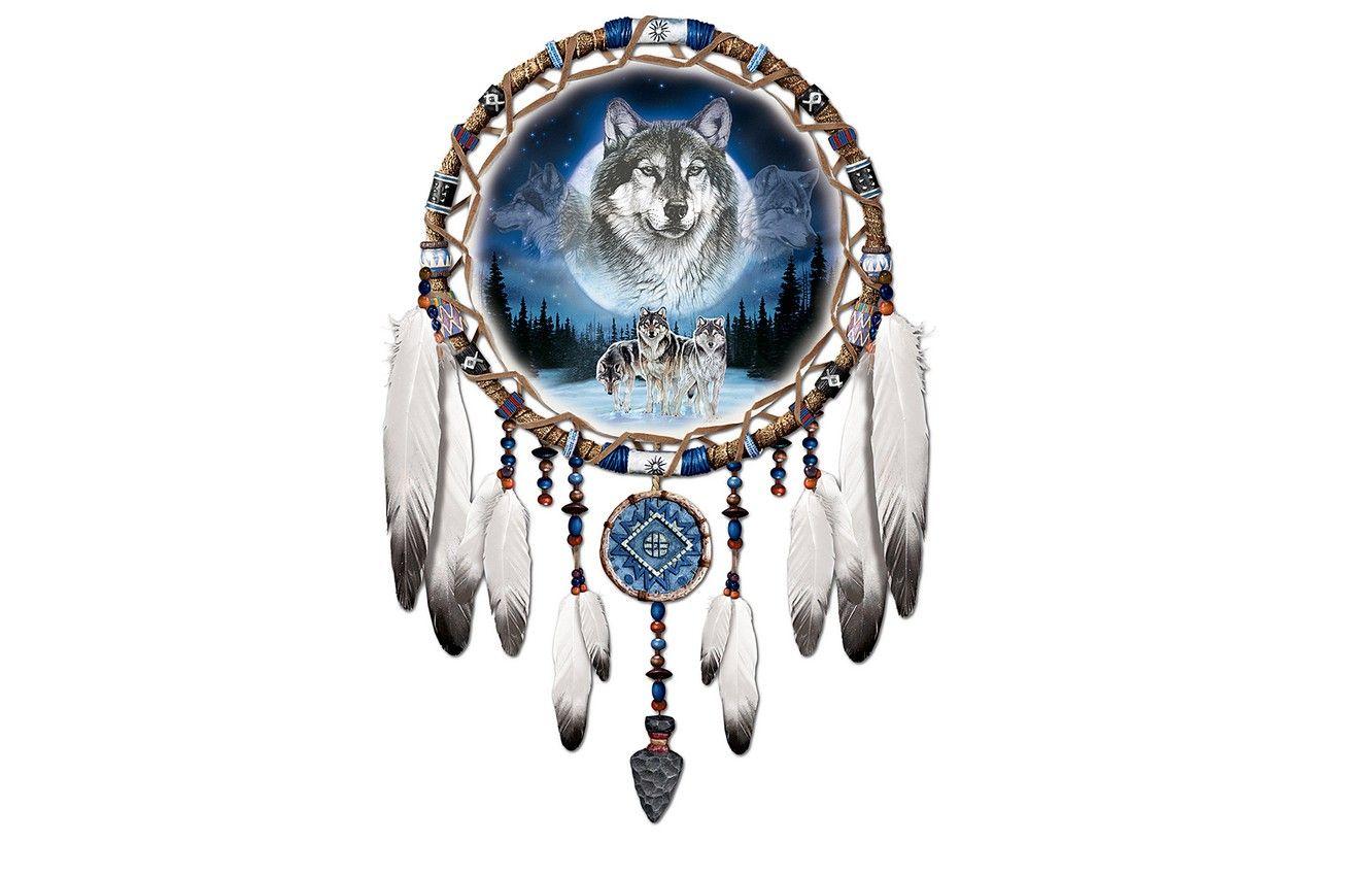 1332x850 Wallpaper feathers, white background, wolves, wolf, wolves, Dreamcatcher, Dreamcatcher image for desktop, section минимализм