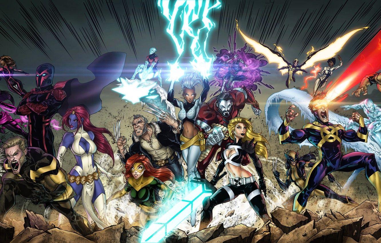 1332x850 Wallpaper Mystic, Wolverine, Storm, Rogue, Magneto, Marvel Comics, Professor X, Beast, Colossus, Iceman, Shadowcat, Blink, Quicksilver, Warpath, Charles Francis Xavier, Lucas Bishop image for desktop, section фантастика