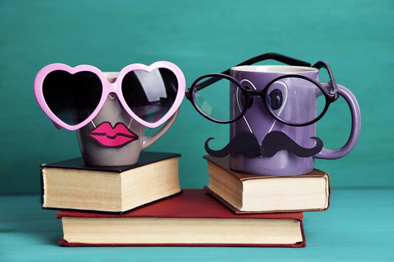1280x853 Desktop Wallpaper Heart Moustache Lips Mug Book Glasses