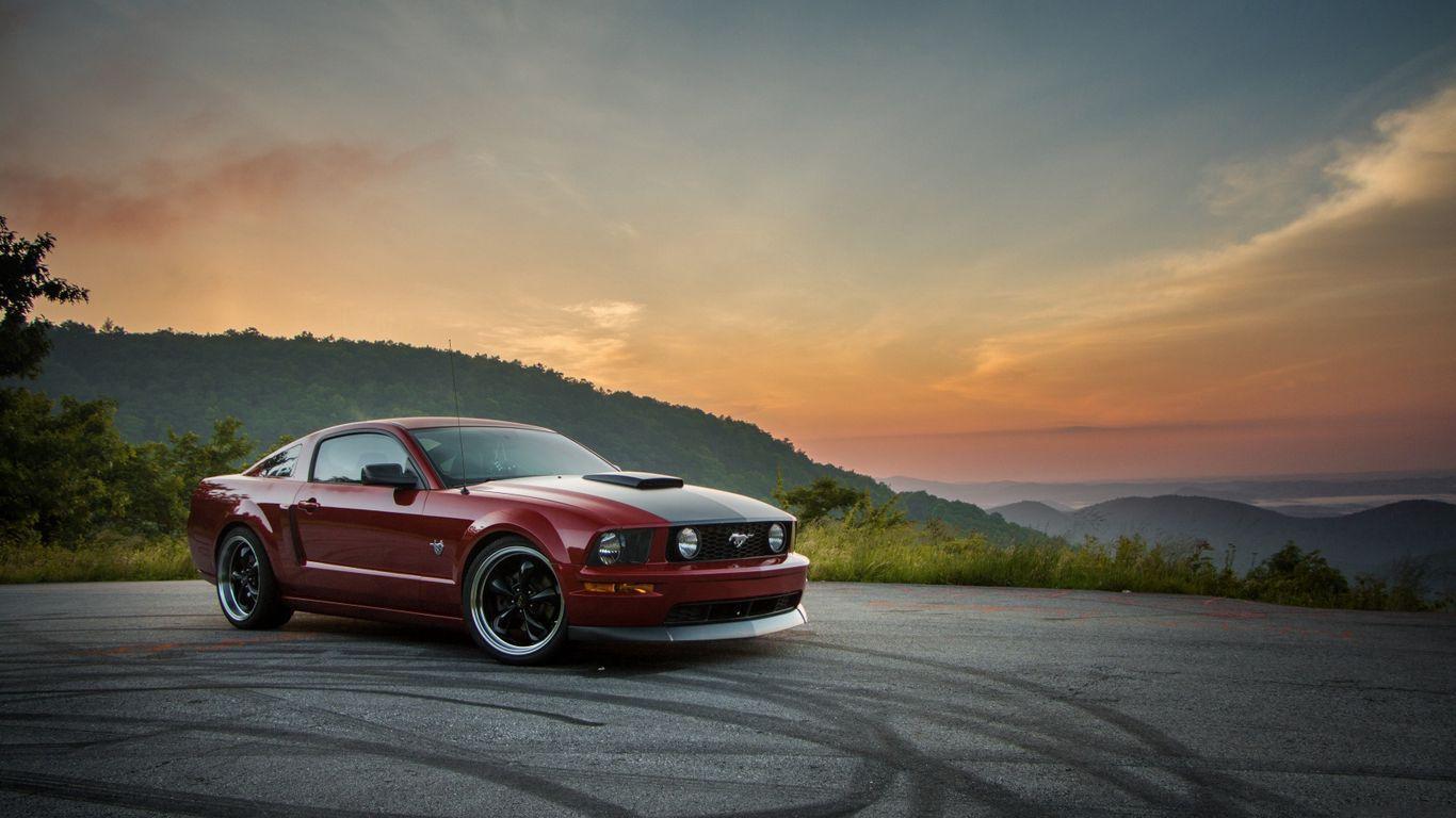 1366x768 Download wallpaper 1366x768 ford mustang, gt, side view tablet