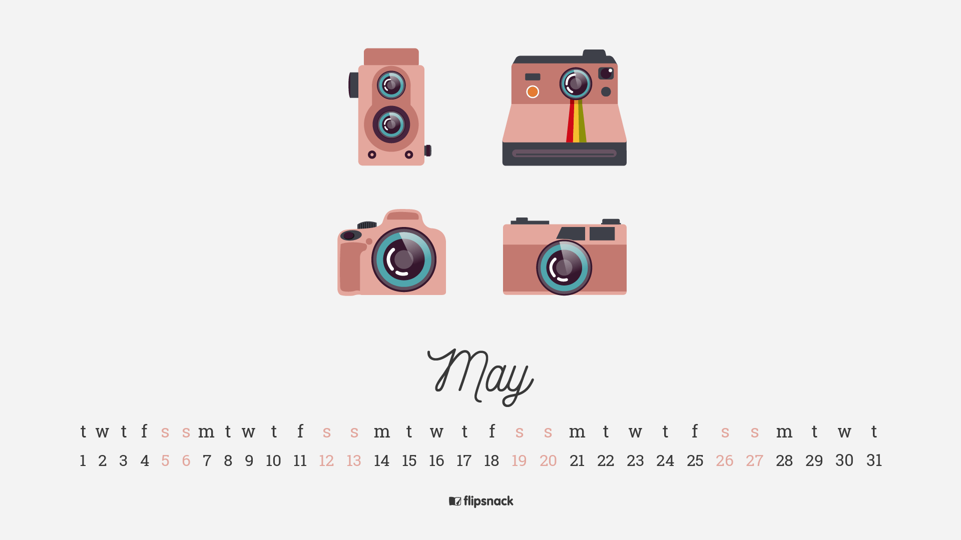 1920x1080 May 2018 calendar wallpaper for desktop & smartphone