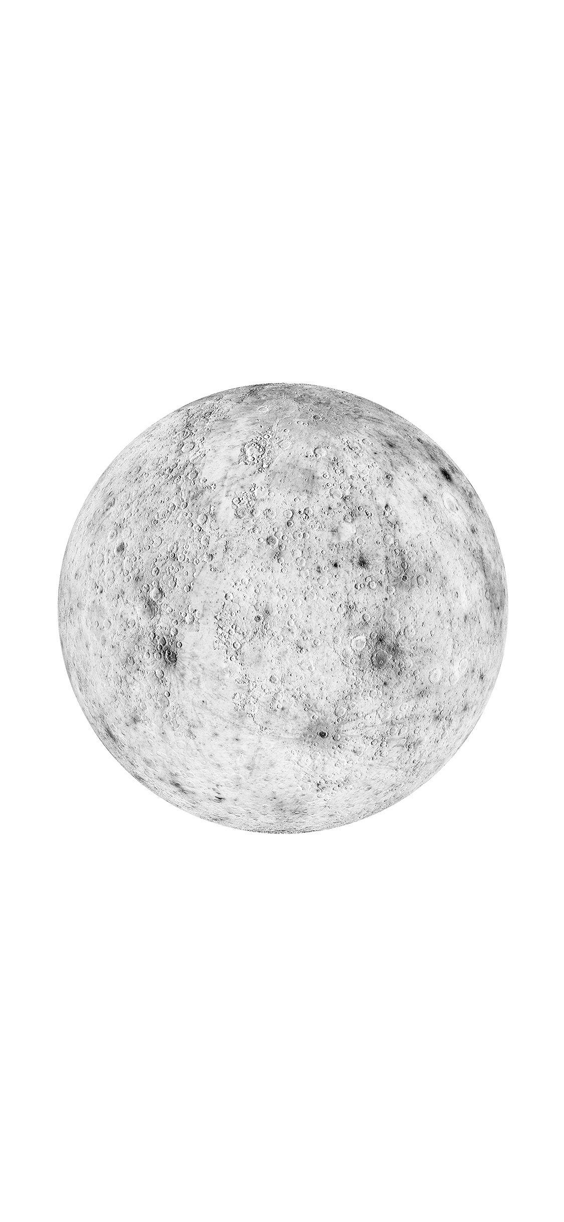 1125x2436 Moon White Minimal Art Space Planet Wallpaper
