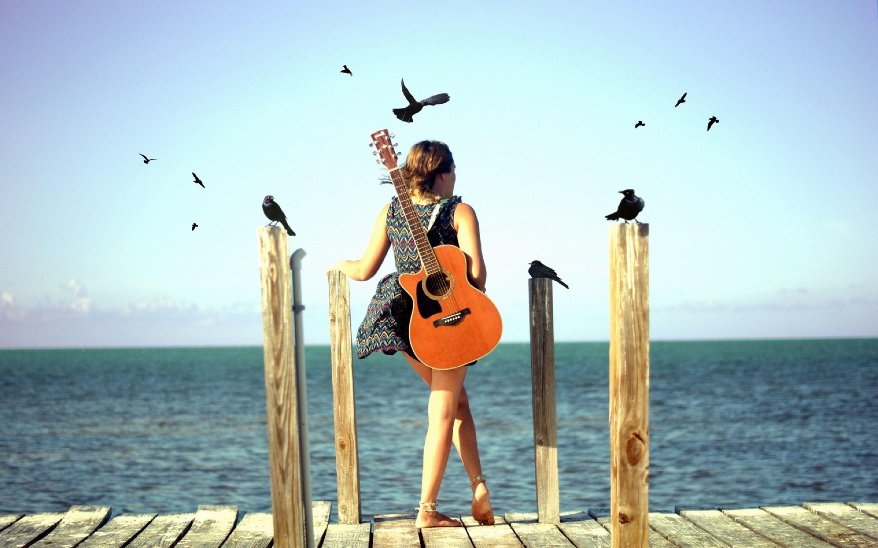 2816x1760 Guitar Girls Wallpaper