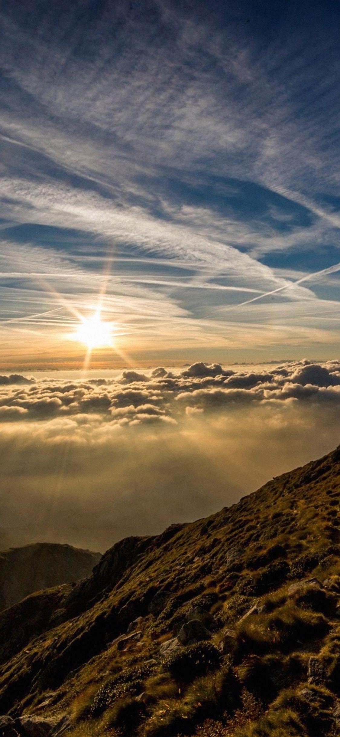 1125x2436 Morning Mountain Sky Nature Shine Wallpaper