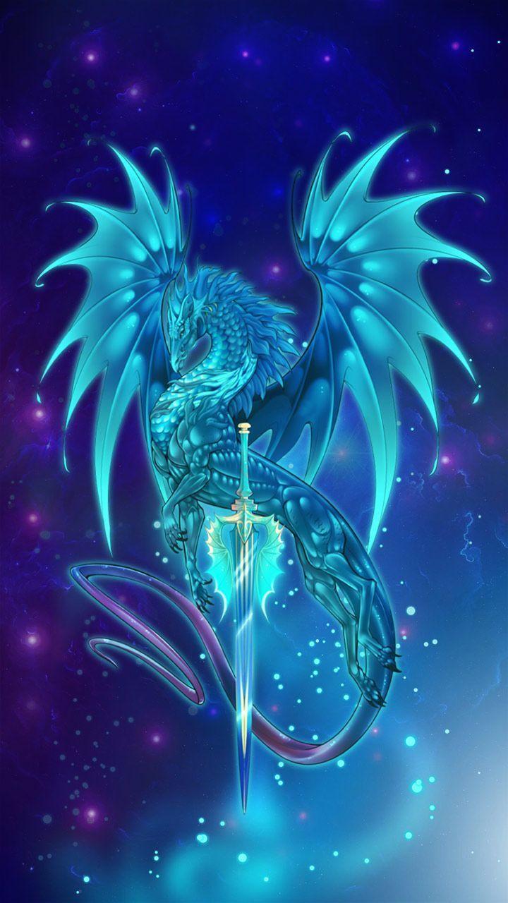 720x1280 Neon Dragon. Fantazi sanatı, Mitolojik yaratıklar, Fantastik