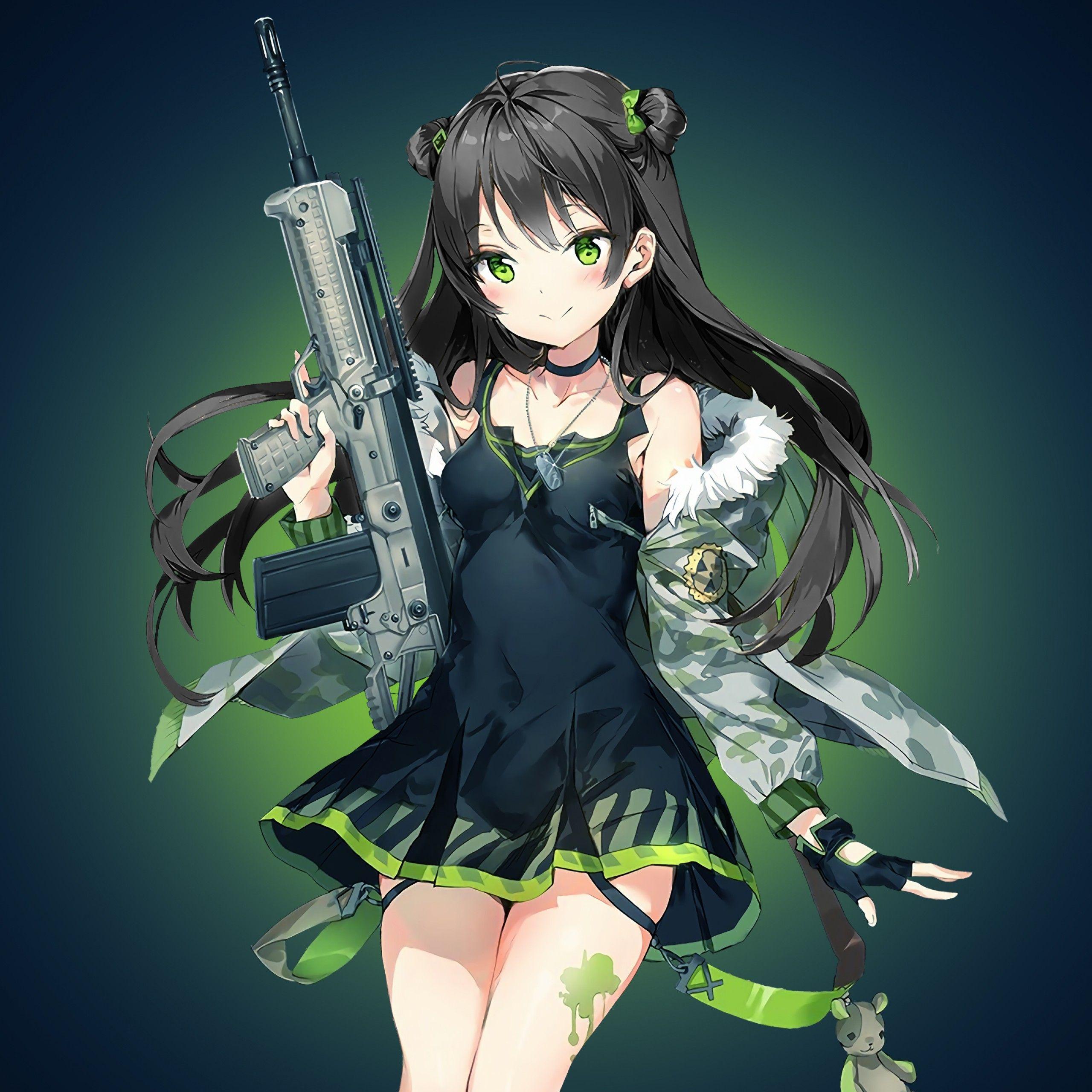 2560x2560 Wallpaper Anime girl, Green, Girls' Frontline, 4K, Anime