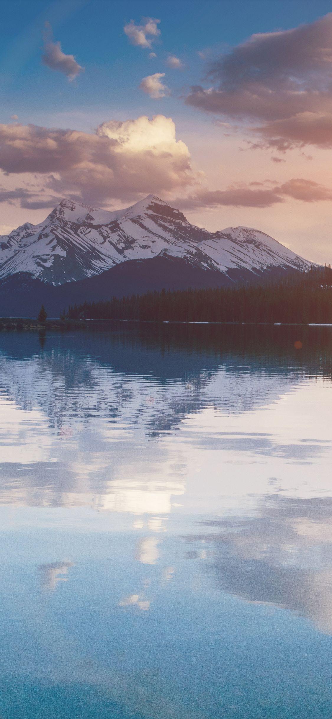 1125x2436 iPhoneX wallpaper: lake peace mountain sky boat vacation