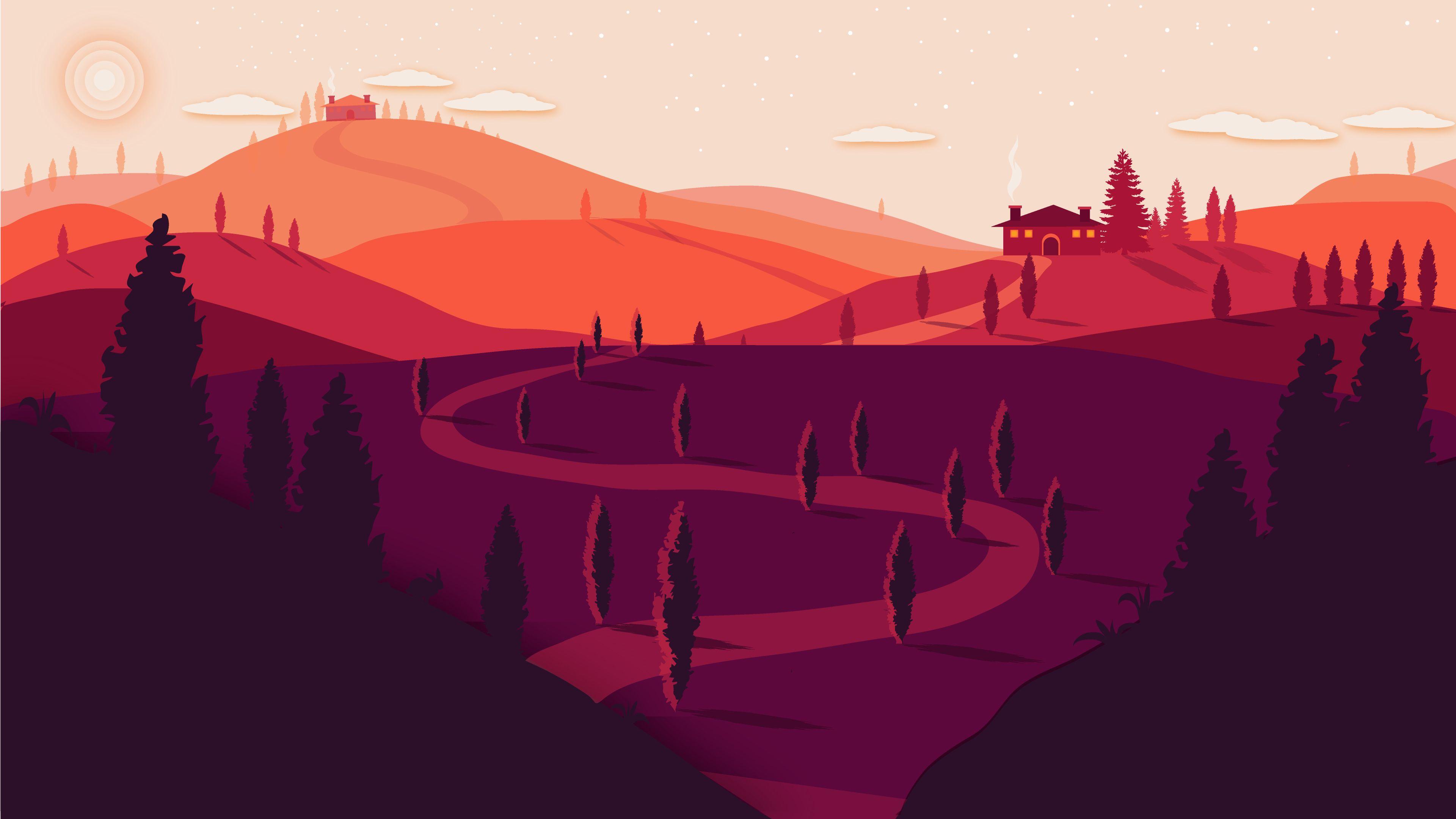 3840x2160 Summer Landscape Minimal 4K Wallpaper
