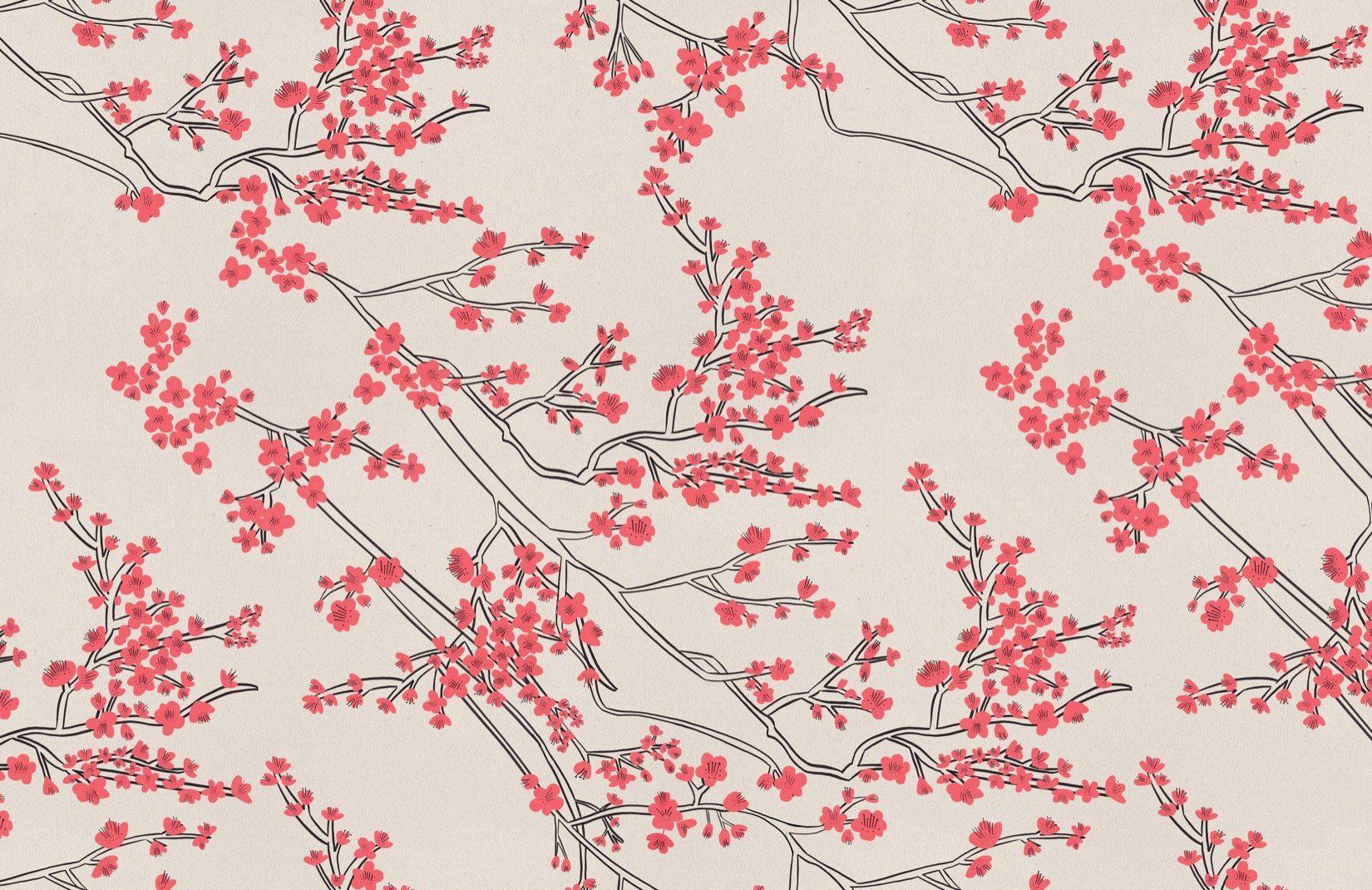 1650x1070 Japanese Cherry Blossom Pattern Wallpaper Mural