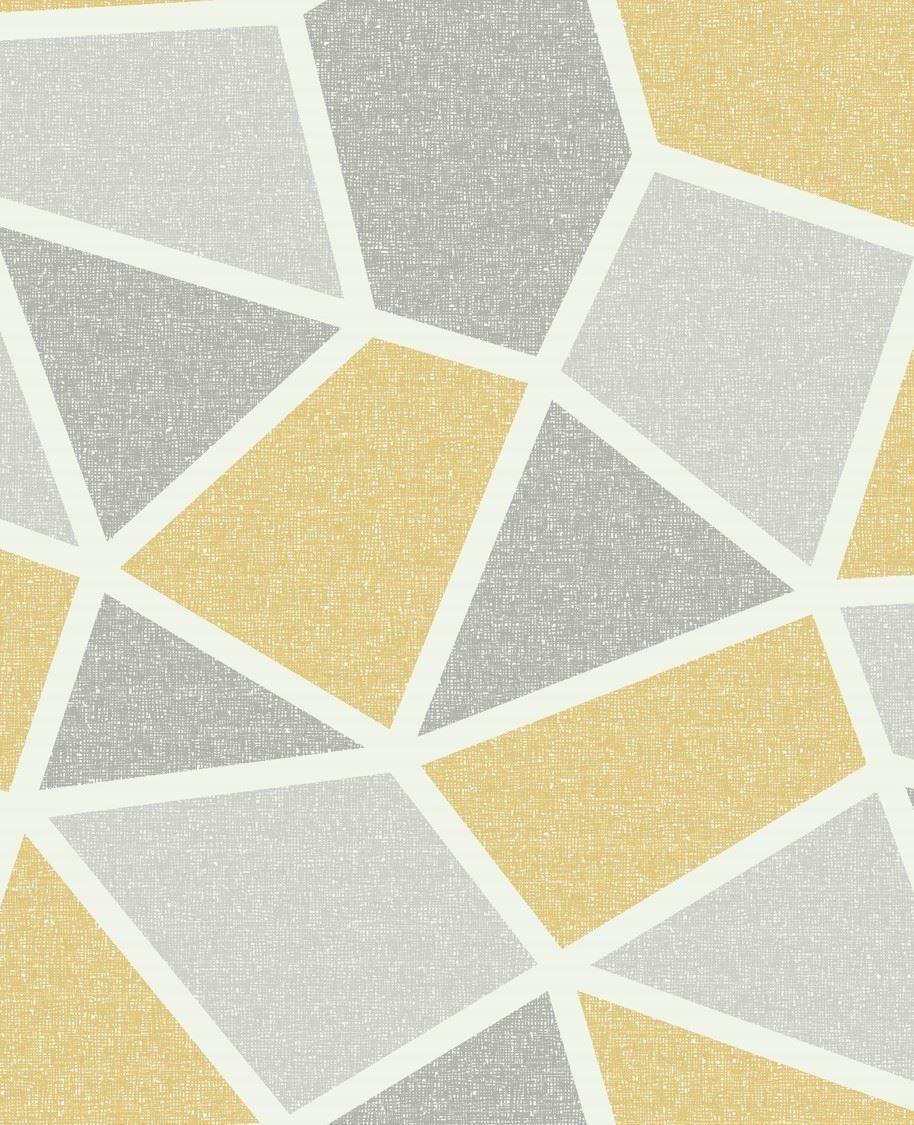 914x1125 Crown Geometric Wallpaper Luxury Textured Vinyl Yellow Grey Living