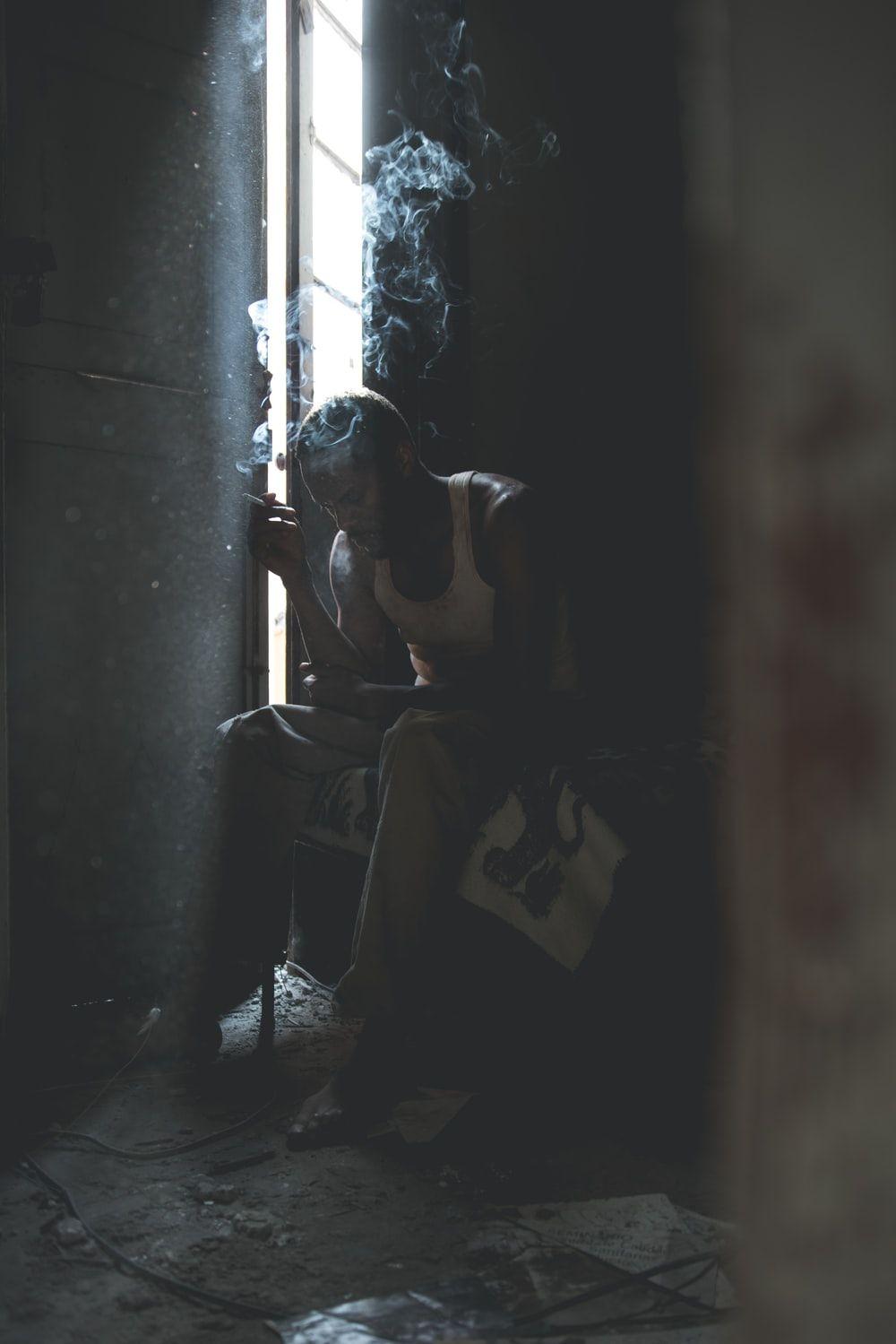 1000x1499 Sad Man Smoking Picture. Download Free Image