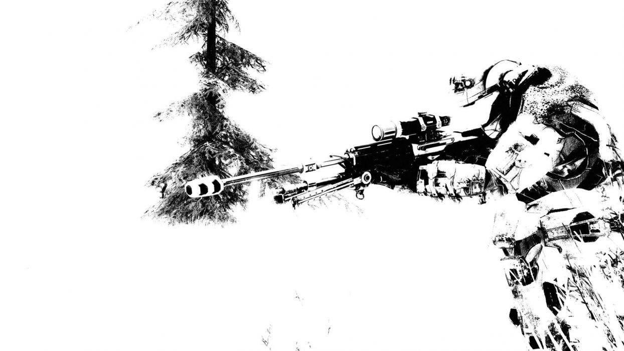 1244x700 Snow trees Halo sniper rifles wallpaperx1080