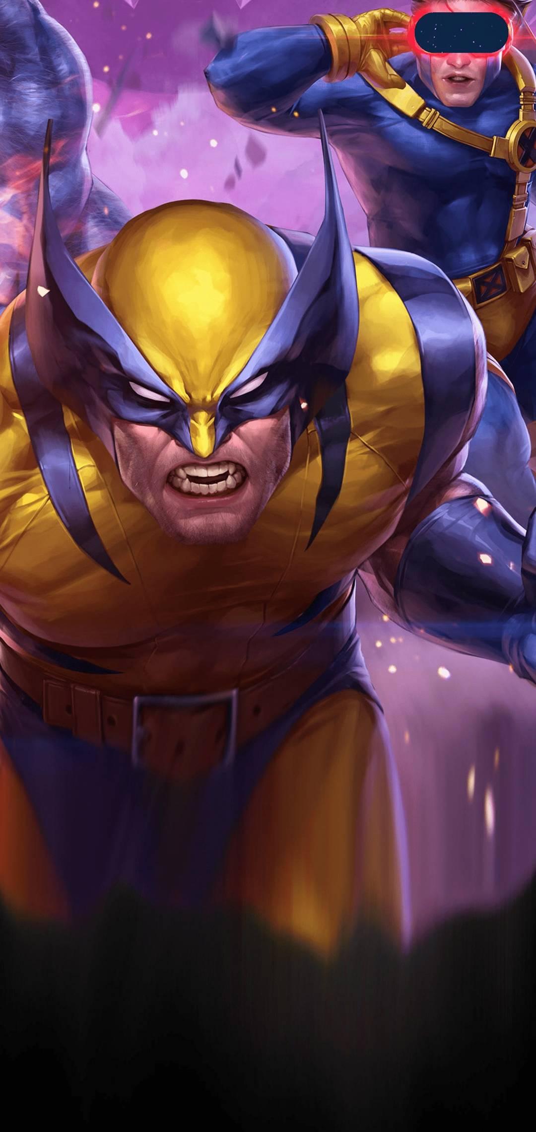 1080x2280 Cyclops And Wolverine Attack Galaxy S10 Hole Punch Wallpaper