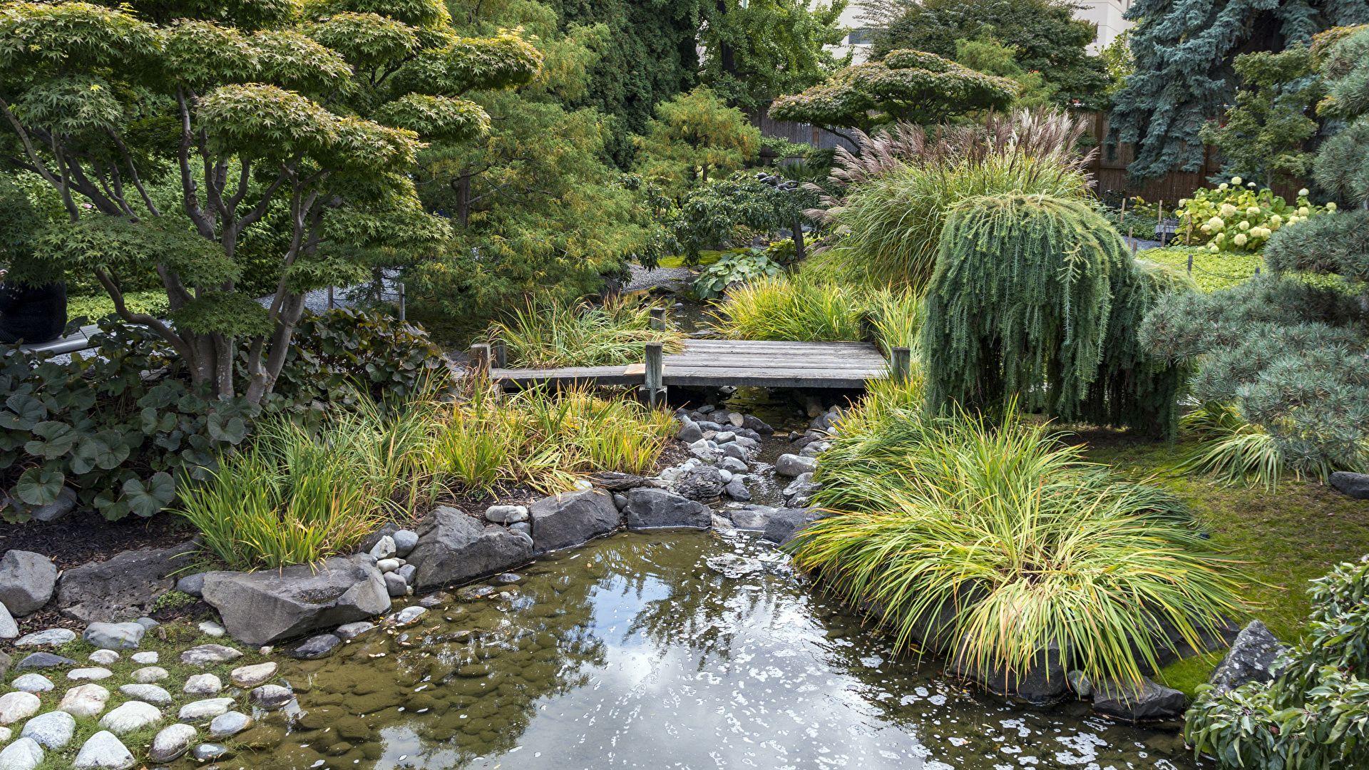 1920x1080 Image Canada Kelowna Kasugai Gardens Creek Nature Trees 1920x1080
