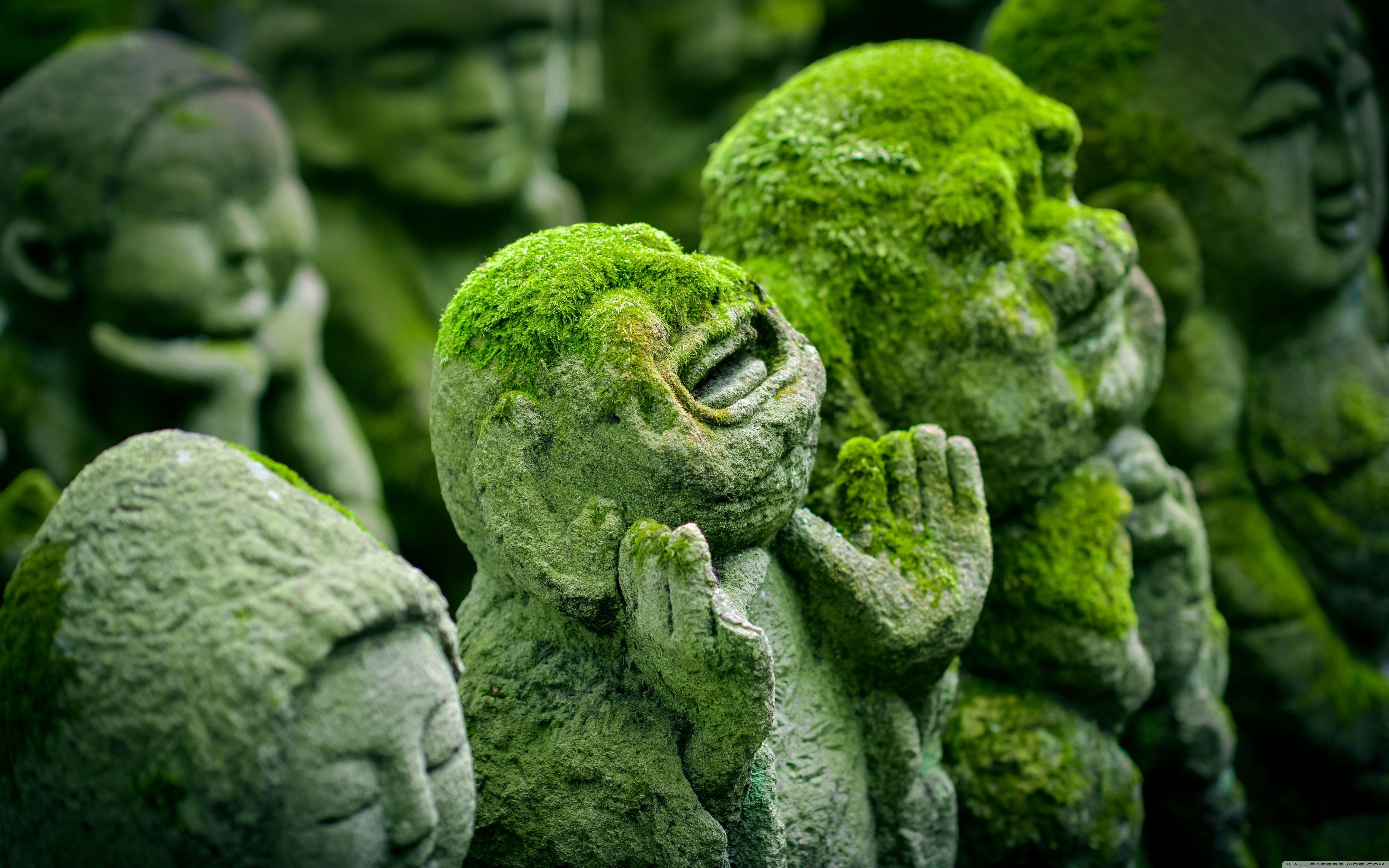 5120x3200 Rakan Sculptures, Otagi Nenbutsu Ji, Buddhist Temple, Japan Ultra