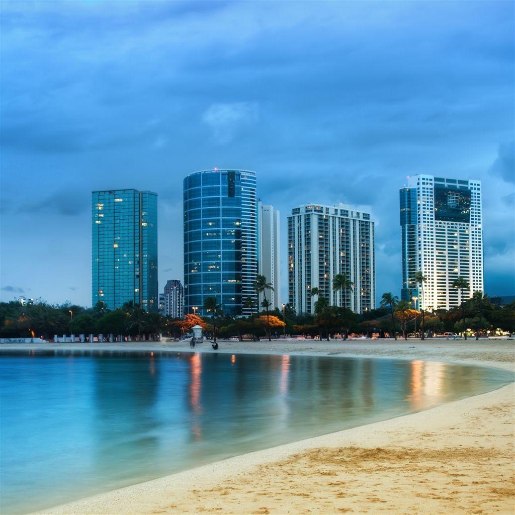1024x1024 Waikiki After Sunset iPad Air Wallpaper. Sunset iphone wallpaper