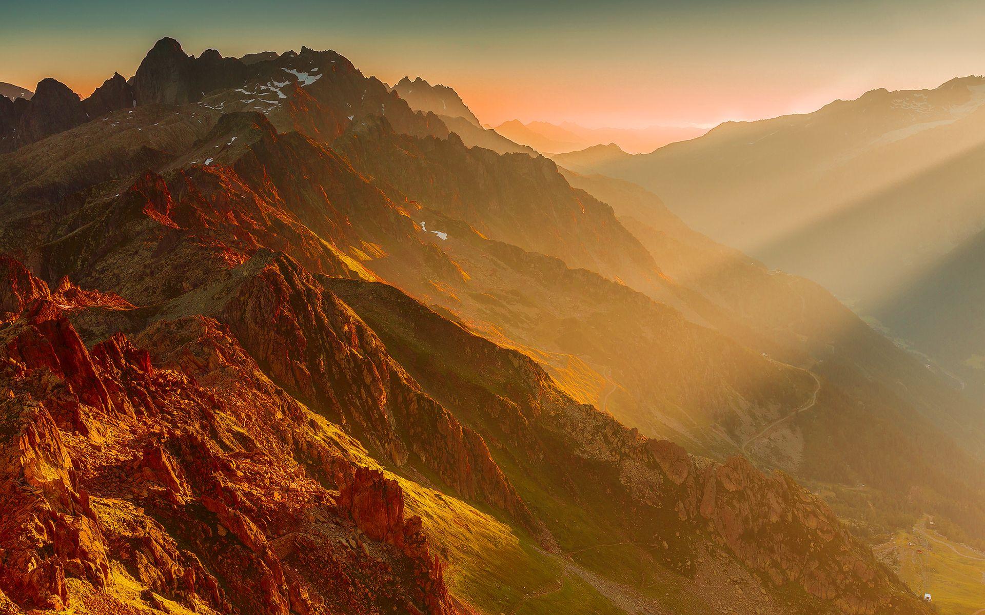 1920x1200 French alps sunset wallpaperx1200