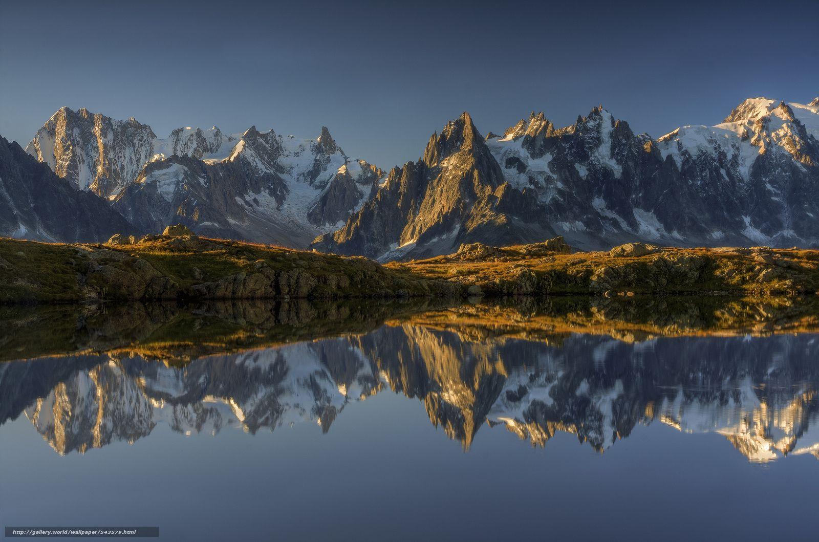 1600x1059 Download wallpaper Cheserey lake, French Alps, The French Alps