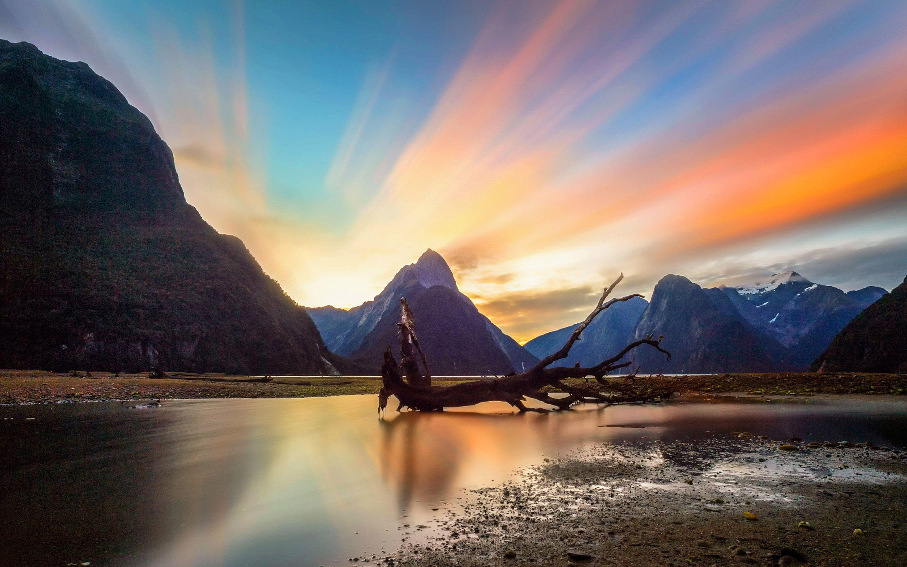 Телевизор 3840 2160. Новая Зеландия закат. Red Rocks New Zealand.