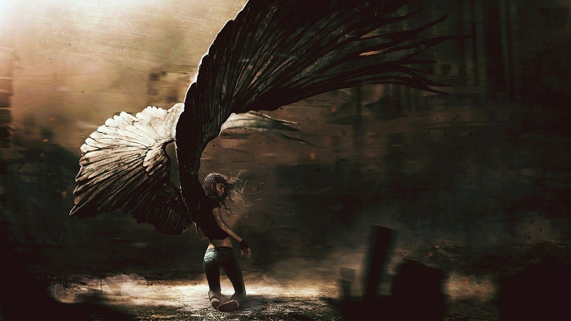 1920x1080 Download Wallpaper 1920x1080 angel, girl, fallen, wings Full HD