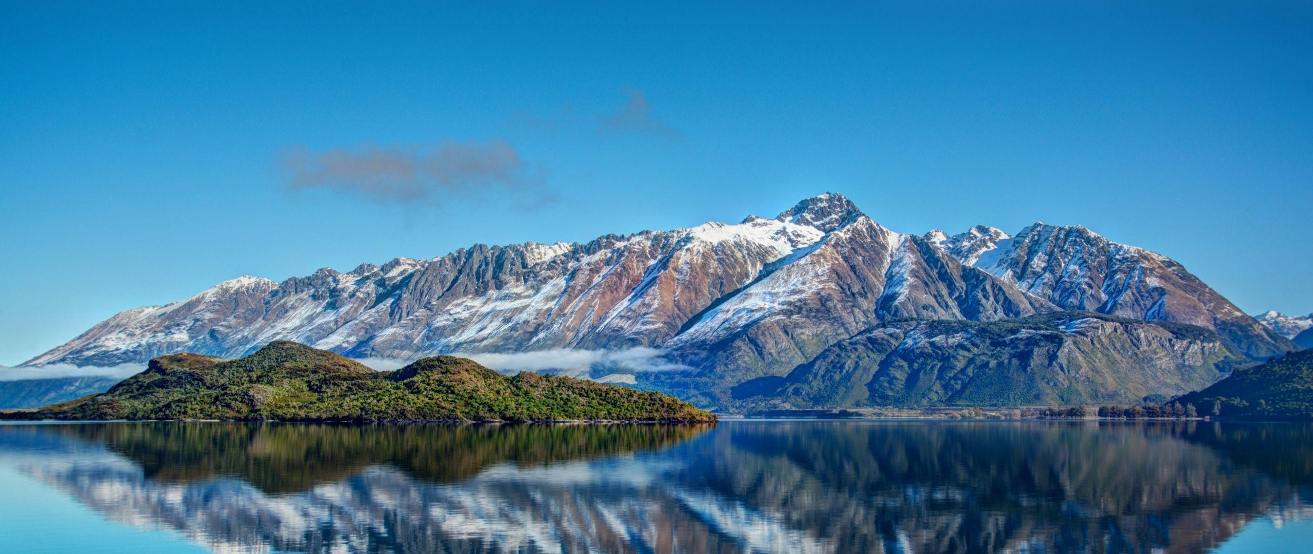 2560x1080 Download New Zealand, Mountain, 4k, HD wallpaper, Lake, sea, water