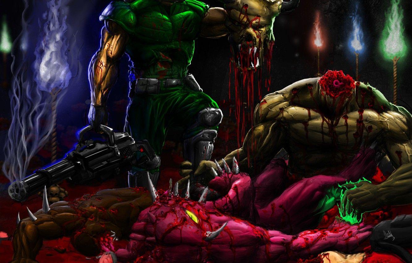 1332x850 Wallpaper background, Wallpaper, the game, legend, Marines, doom, brutal, mod, DOOM image for desktop, section игры