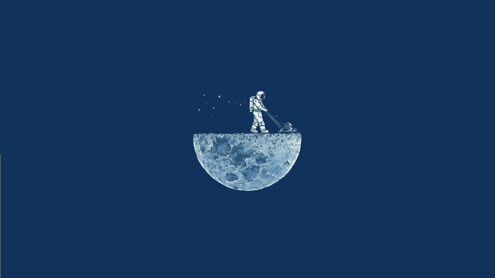 1920x1080 Hình nền Minh họa Phi hành gia Mặt trăng.  DigitalArt.io