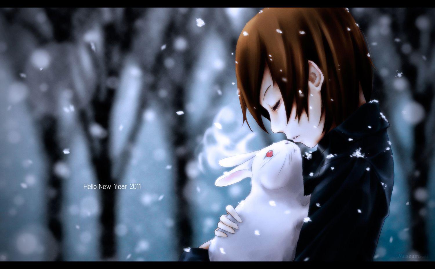 1500x927 animal brown hair meiko rabbit short hair snow vocaloid winter. konachan.com.com Anime Wallpaper