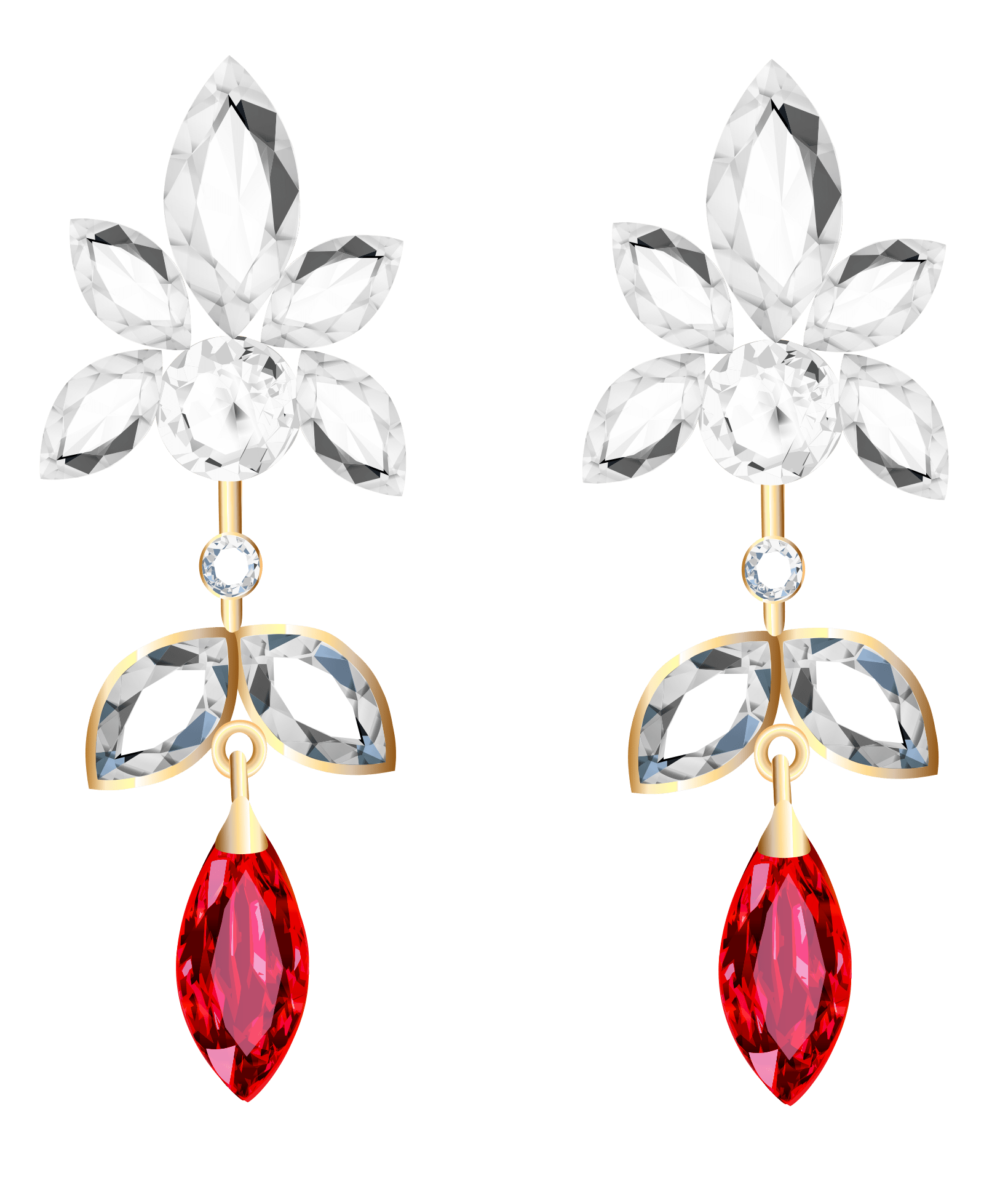 1639x1919 Transparent Diamond and Ruby Earrings PNG Clipart