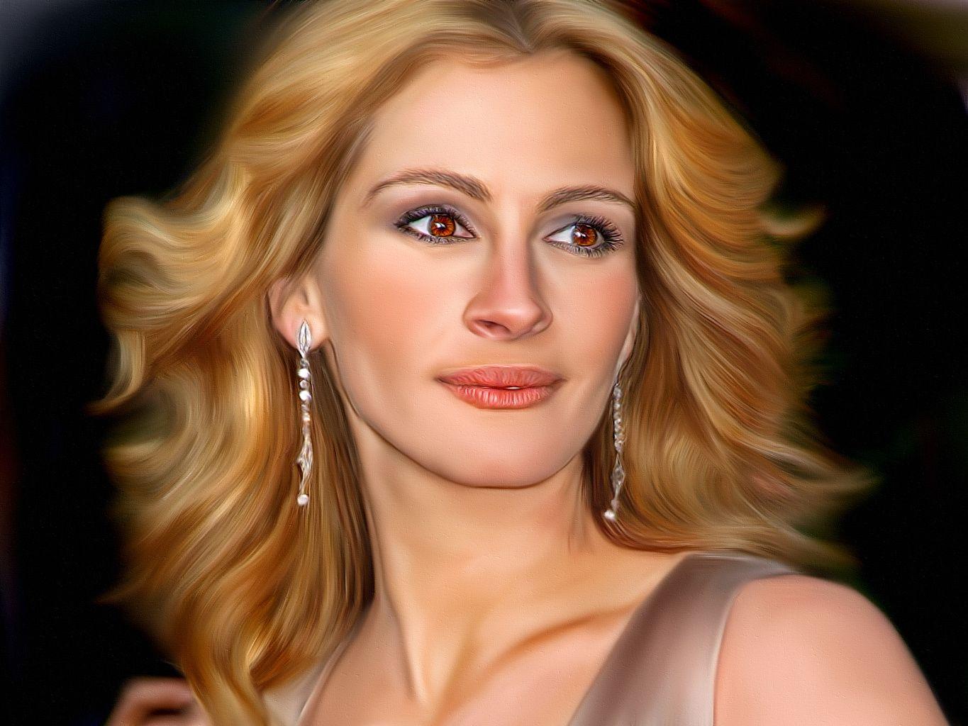 1365x1024 Desktop Wallpaper Julia Roberts Face female Earrings Celebrities