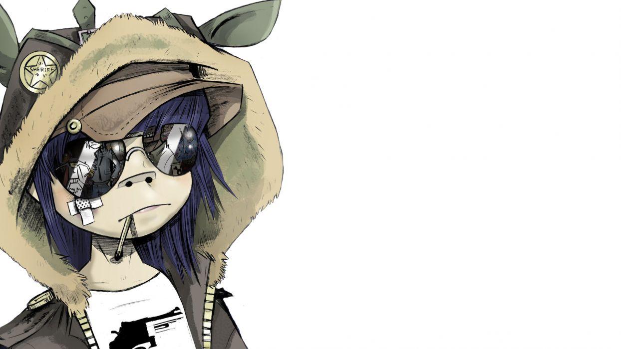 1244x700 Gorillaz White Drawing Hoodie Sunglasses wallpaperx1080