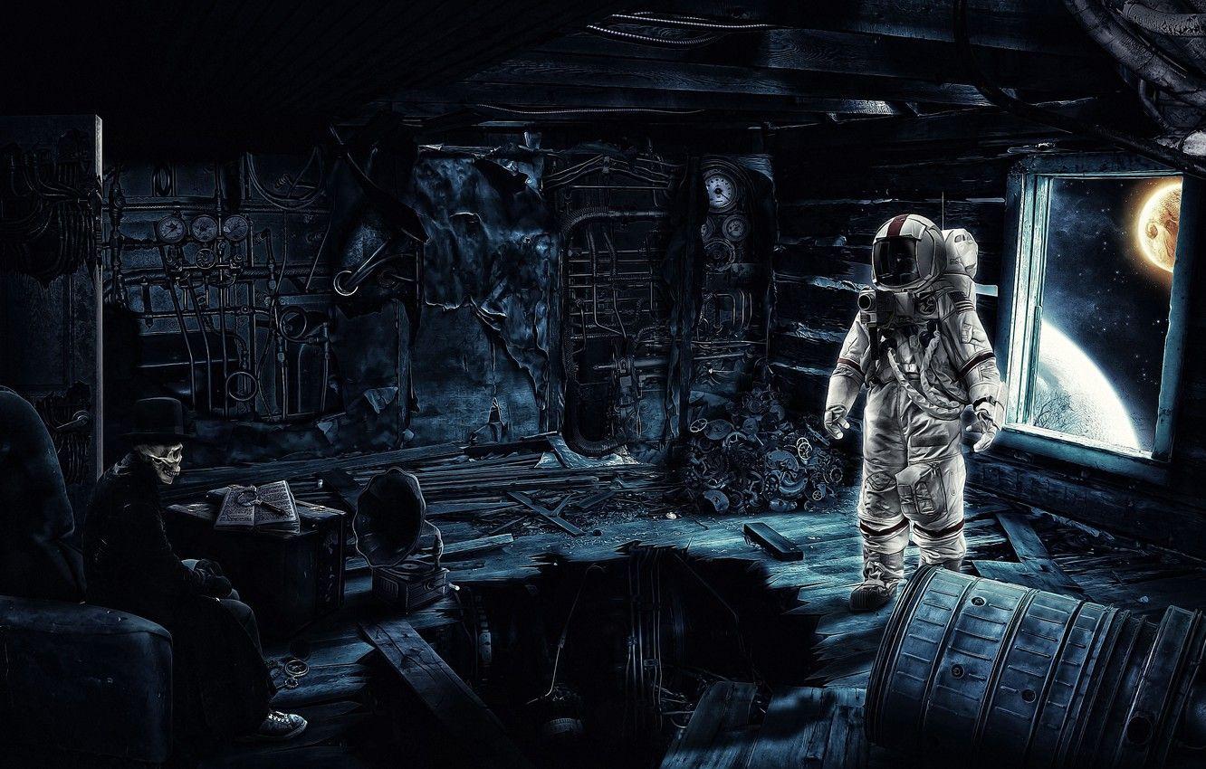 1332x850 Wallpaper room, astronaut, the suit, costume, Time Traveler image