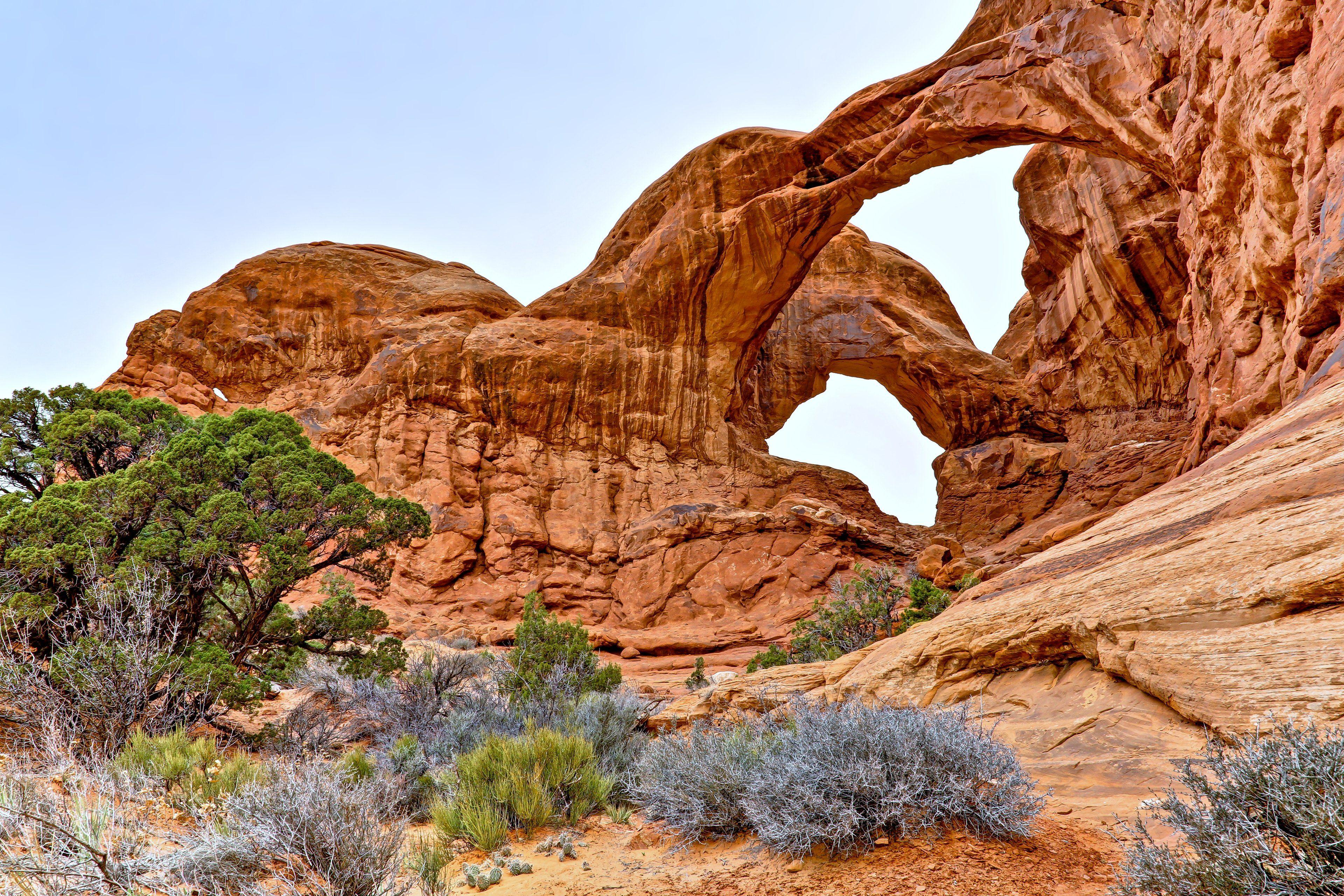 3840x2560 Arches National Park uta usa rock arch sky trees stones rocks
