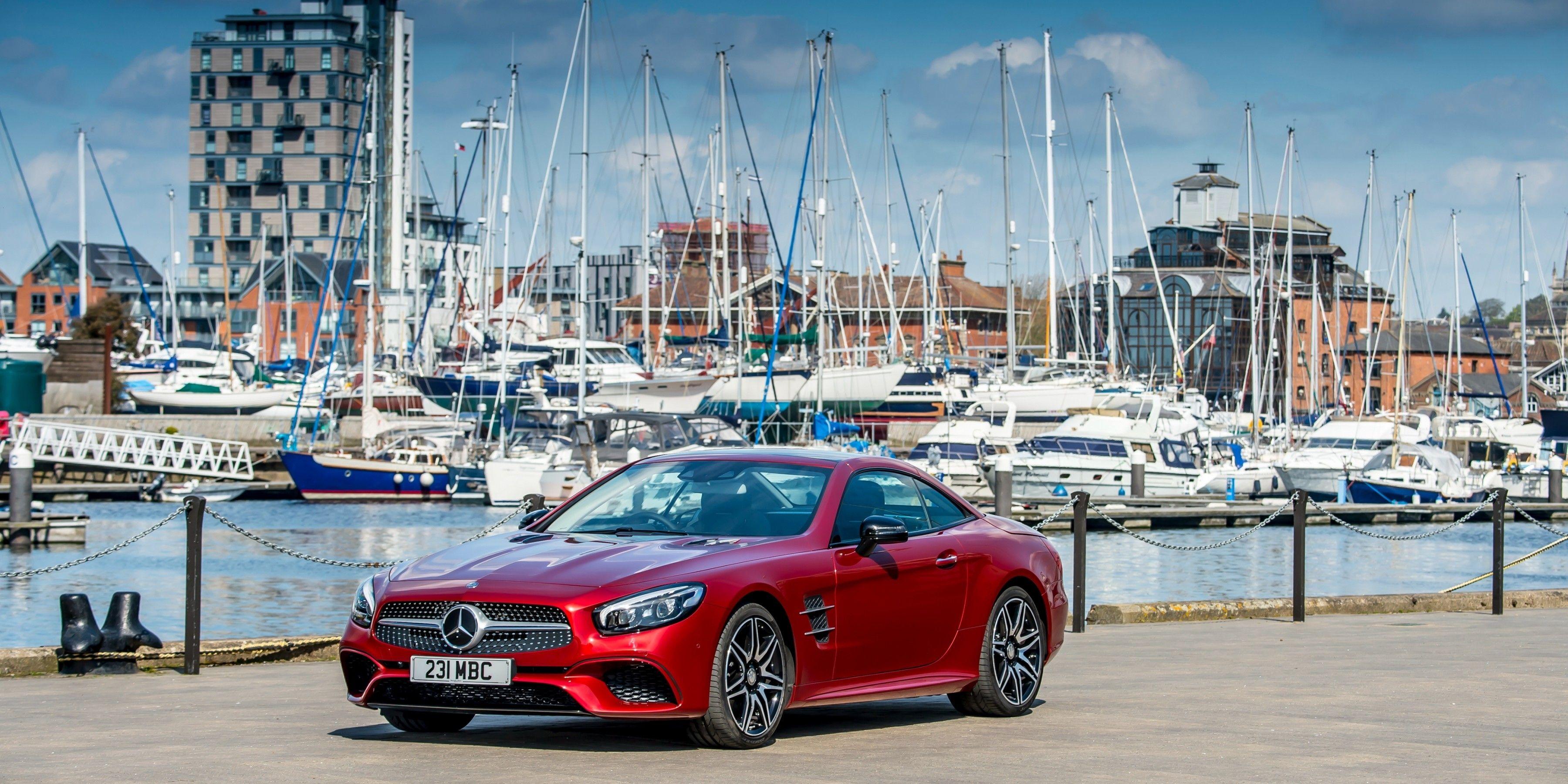 3600x1800 Download 3600x1800 Mercedes Benz Sl Class, Red, Boats, Cars