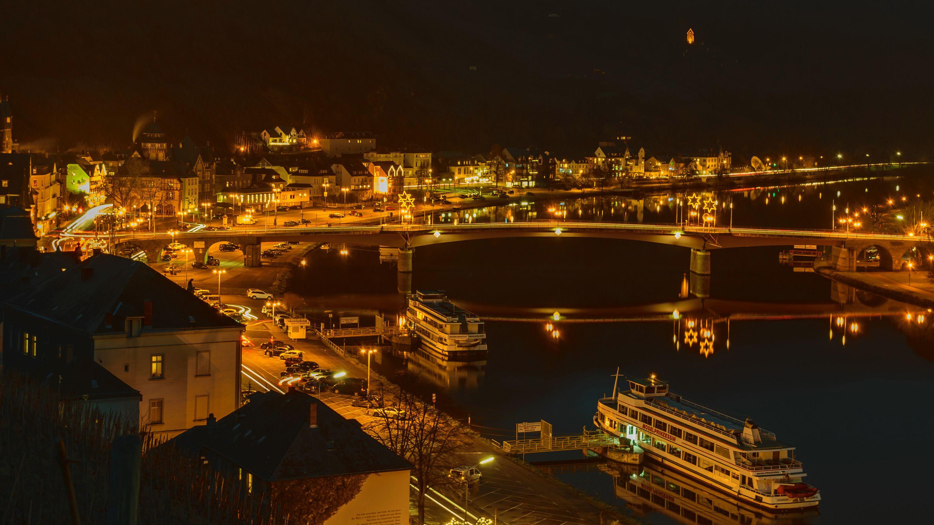 3200x1800 Desktop Wallpaper Germany Bernkastel Kues Bridge 3200x1800