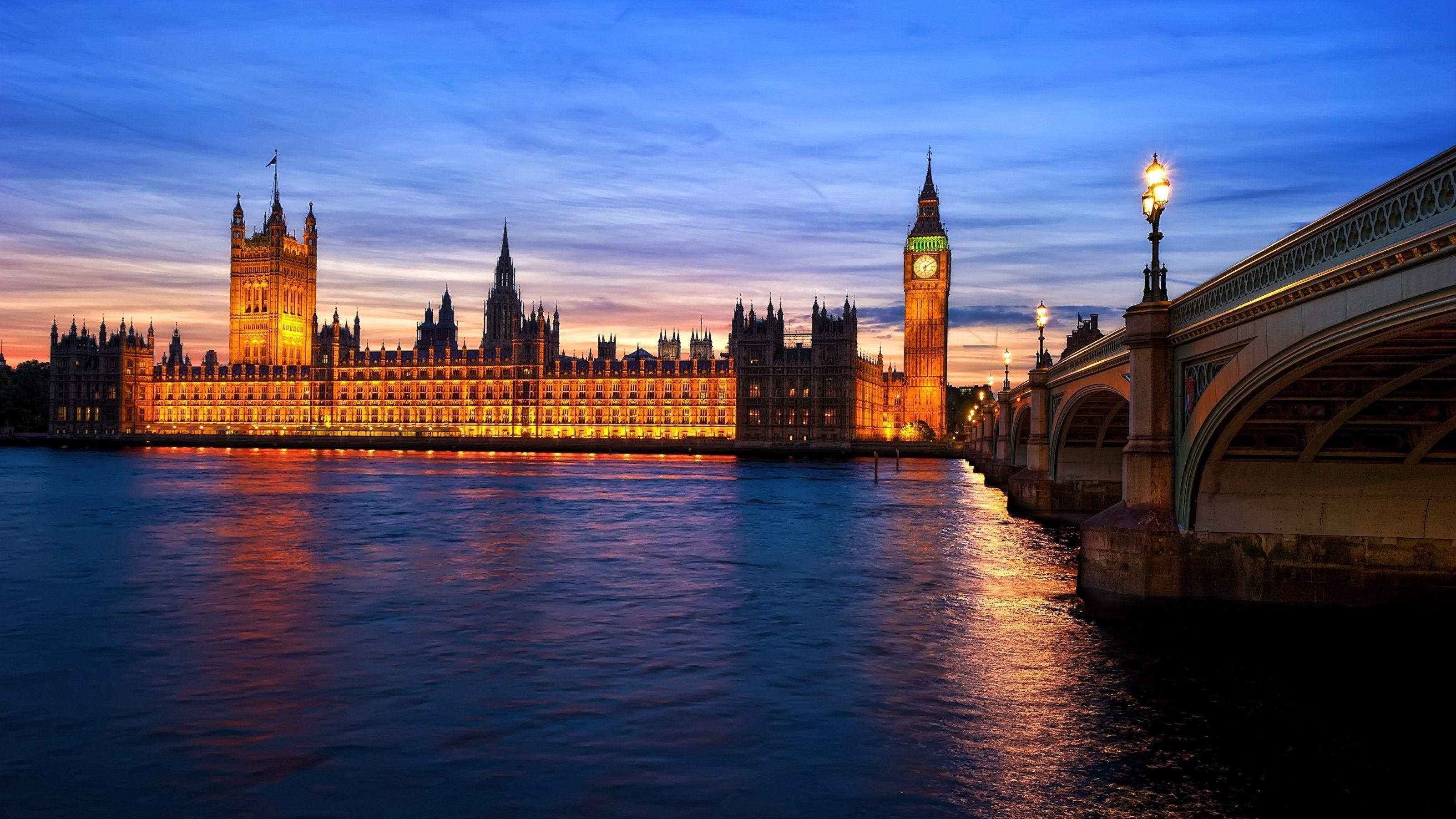 3200x1800 Download 3200x1800 London, River, Bridge, England, Evening