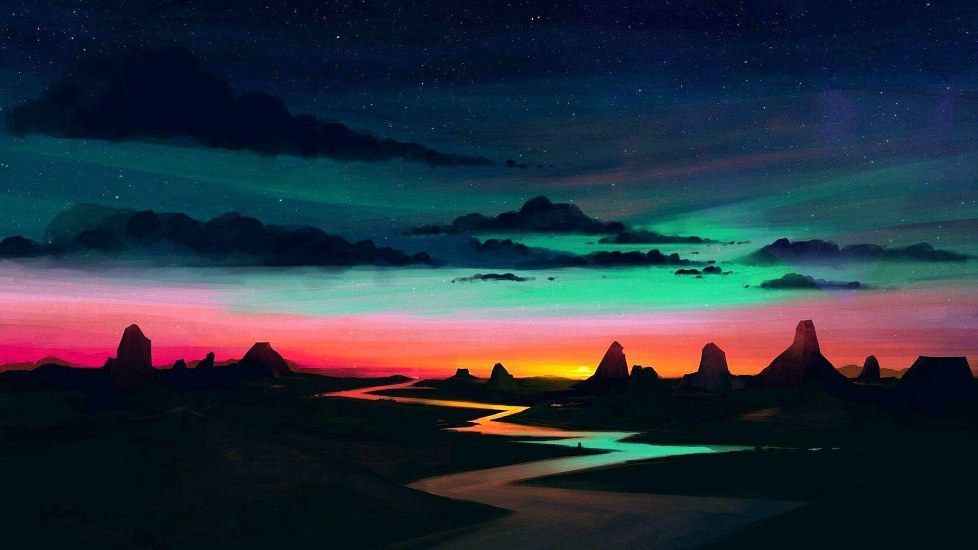 1920x1080 Fantasy Sunset Lsndscape HD Wallpaper. Background Image