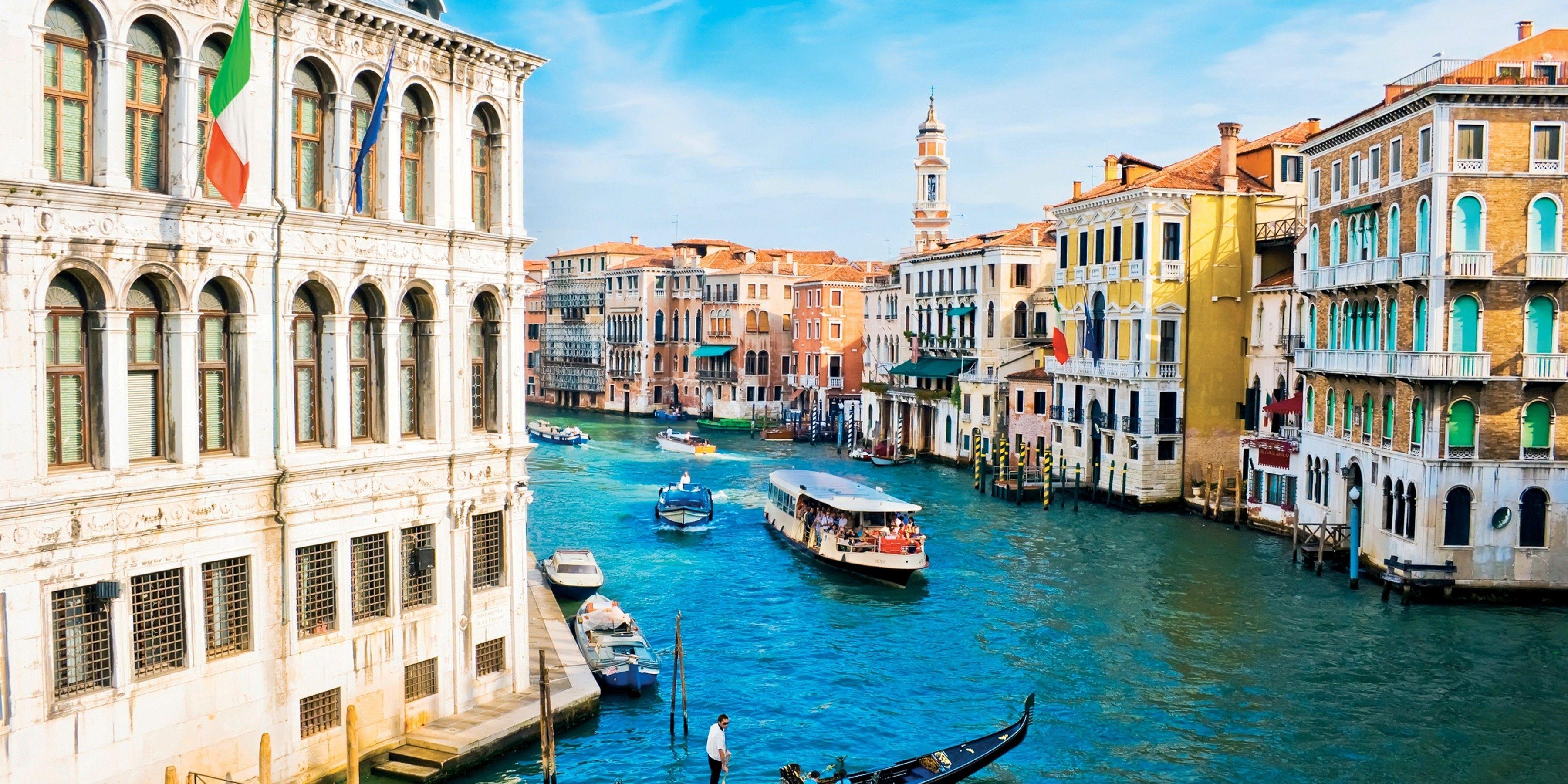 3600x1800 Download 3600x1800 Italy, Venice, Boats, Canal, Buildings