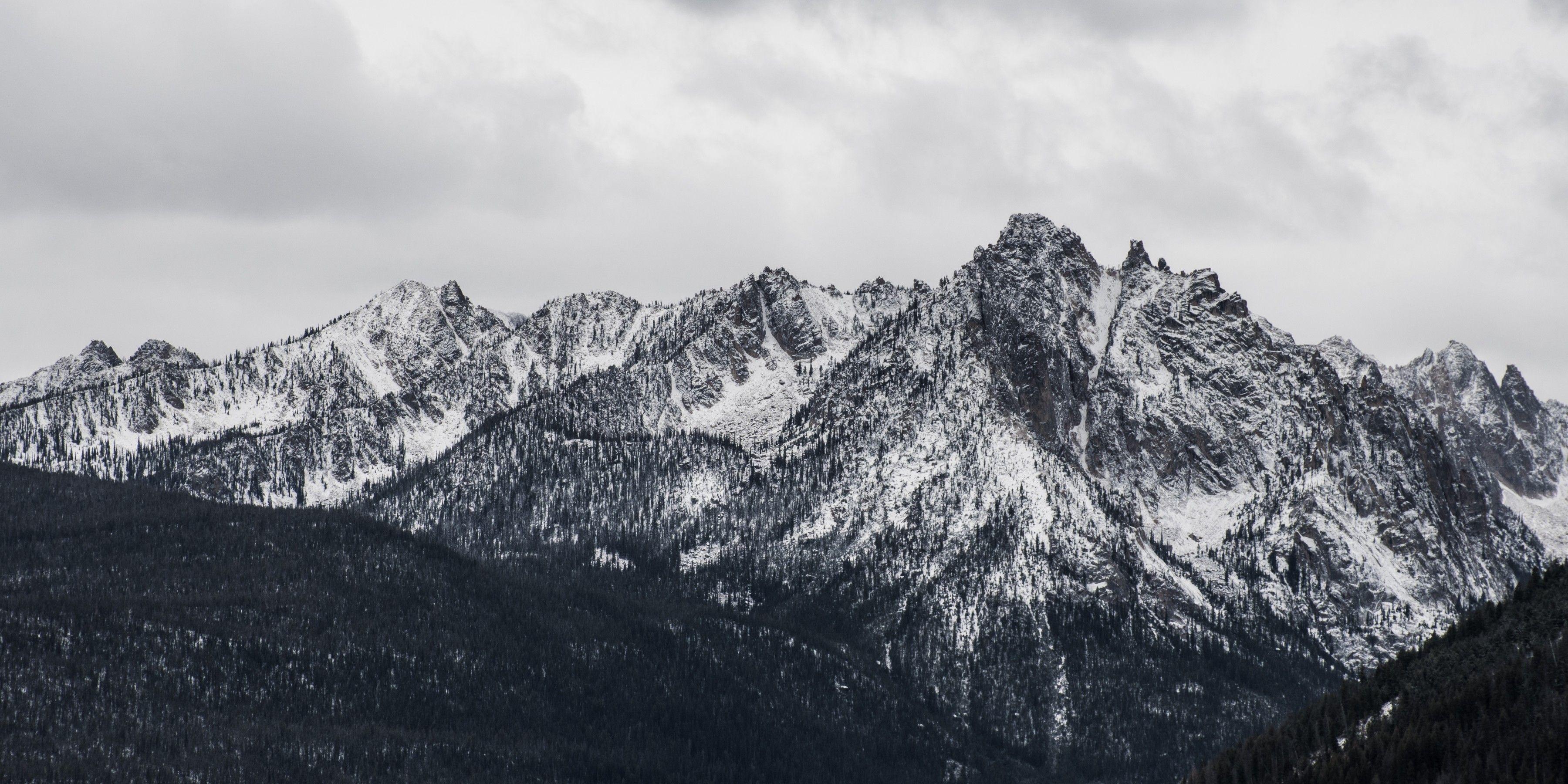 3600x1800 Download 3600x1800 Mountain, Snow, Winter, Dark Weather, Sky