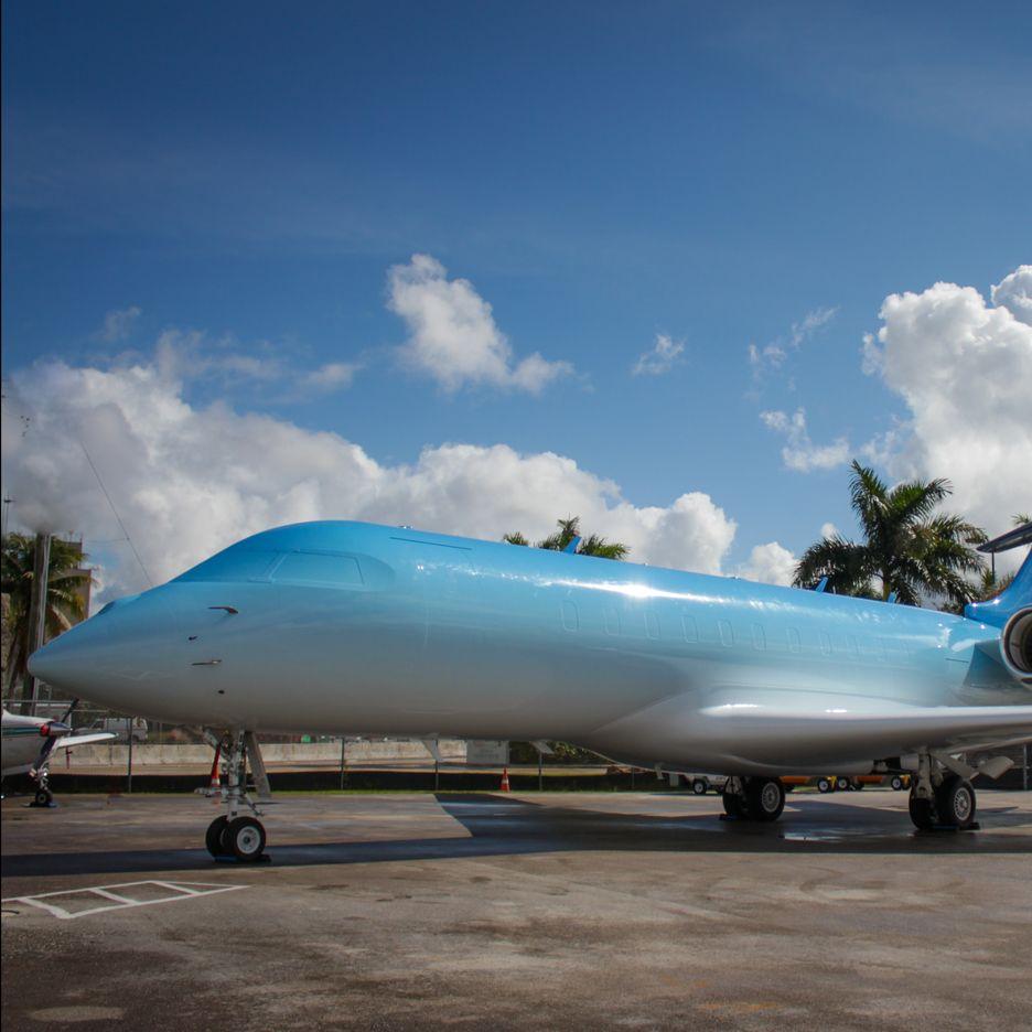 936x936 Snarkitecture customises private jet with blue ombre