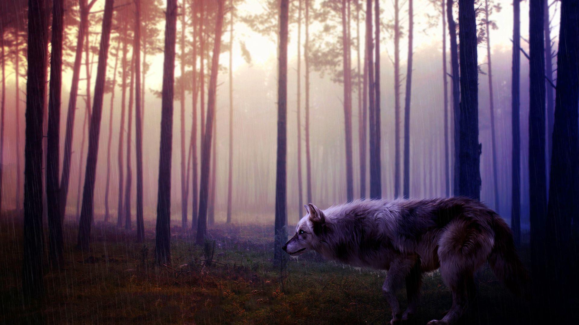 1920x1080 Wild wolf forest art wallpaperx1080