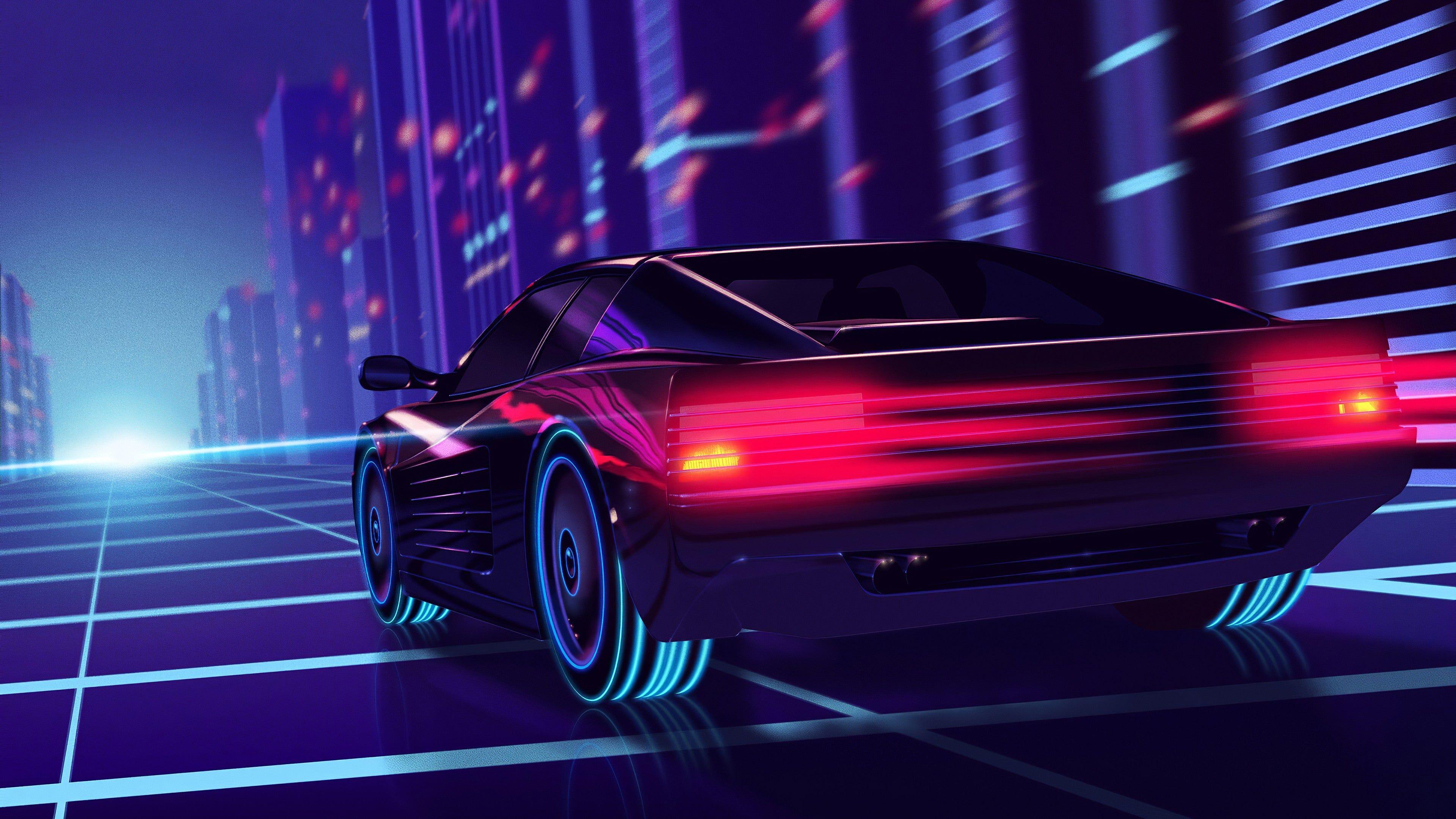 Featured image of post Neon Car Wallpaper 4K Phone / Black signages, city roads with lightings and cars, night, artwork.